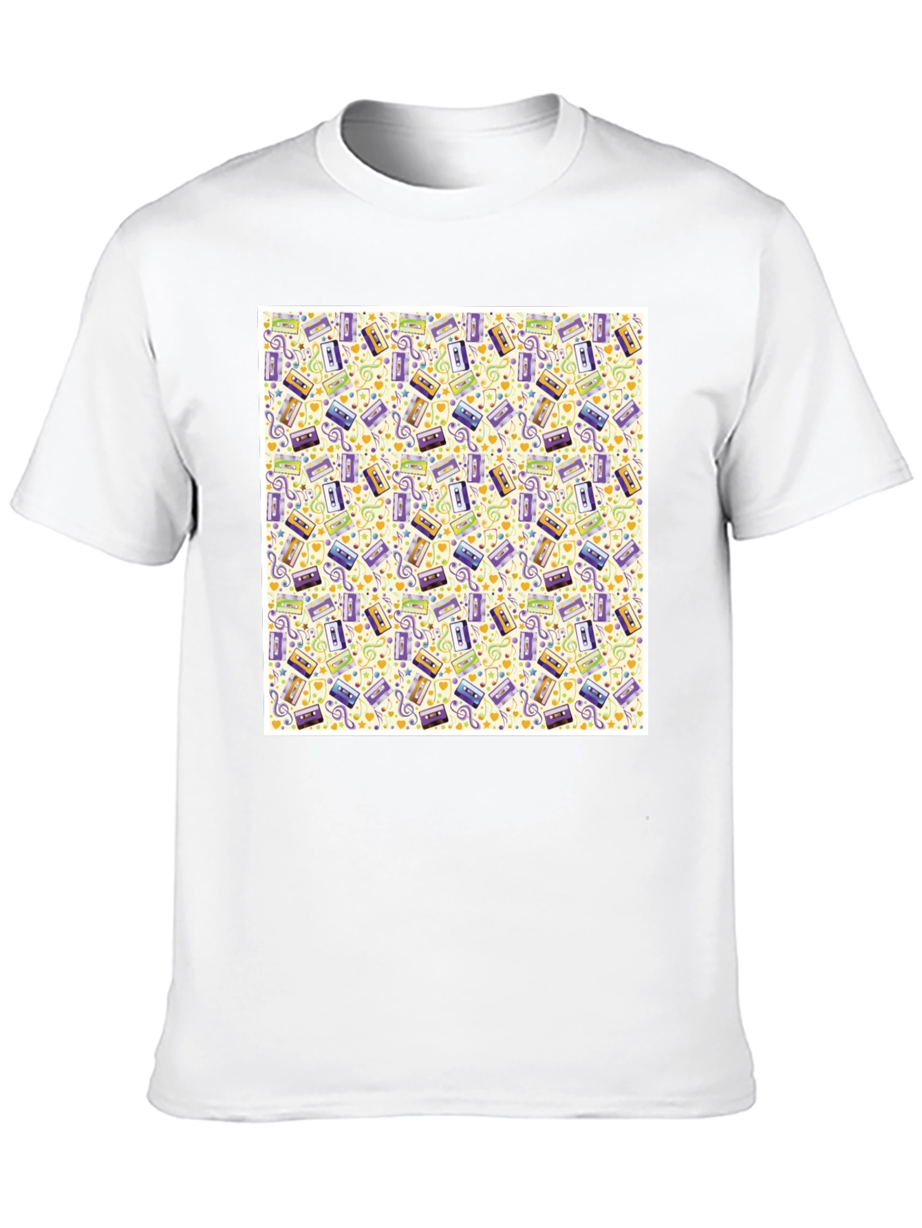 Retro Cassette Tape Pattern T-Shirt