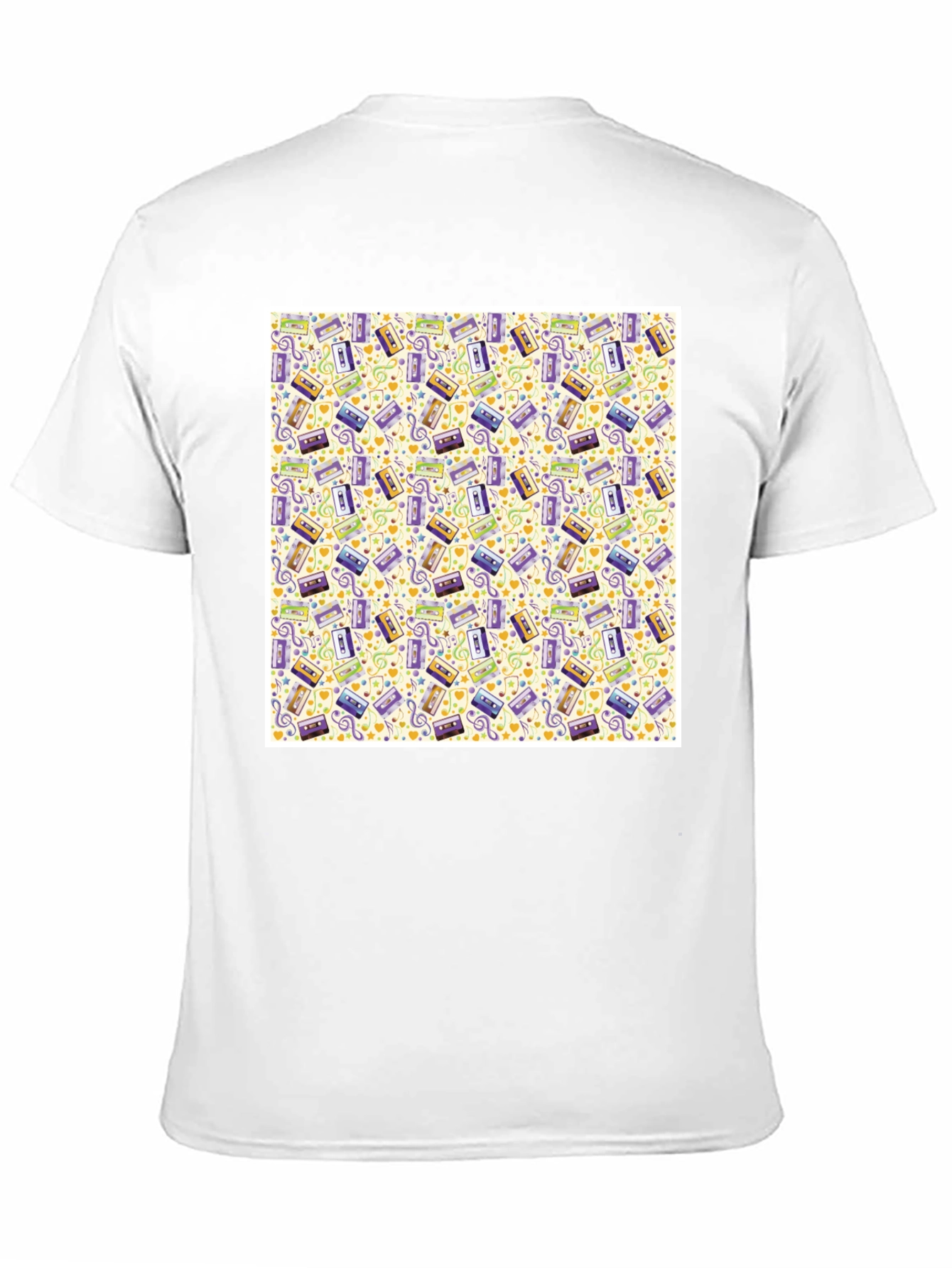 Retro Cassette Tape Pattern T-Shirt