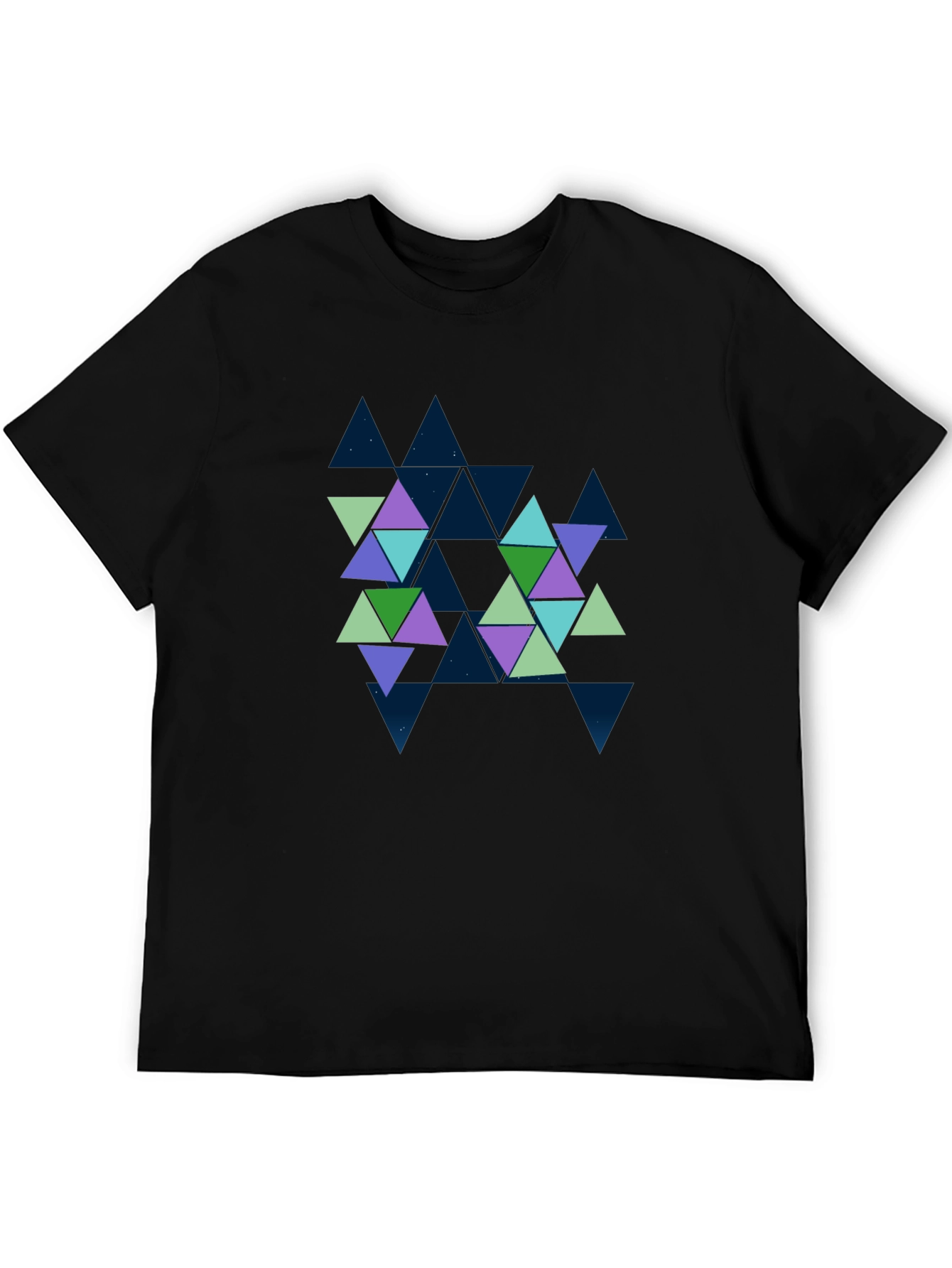 Geometric Triangle Pattern Black Tee