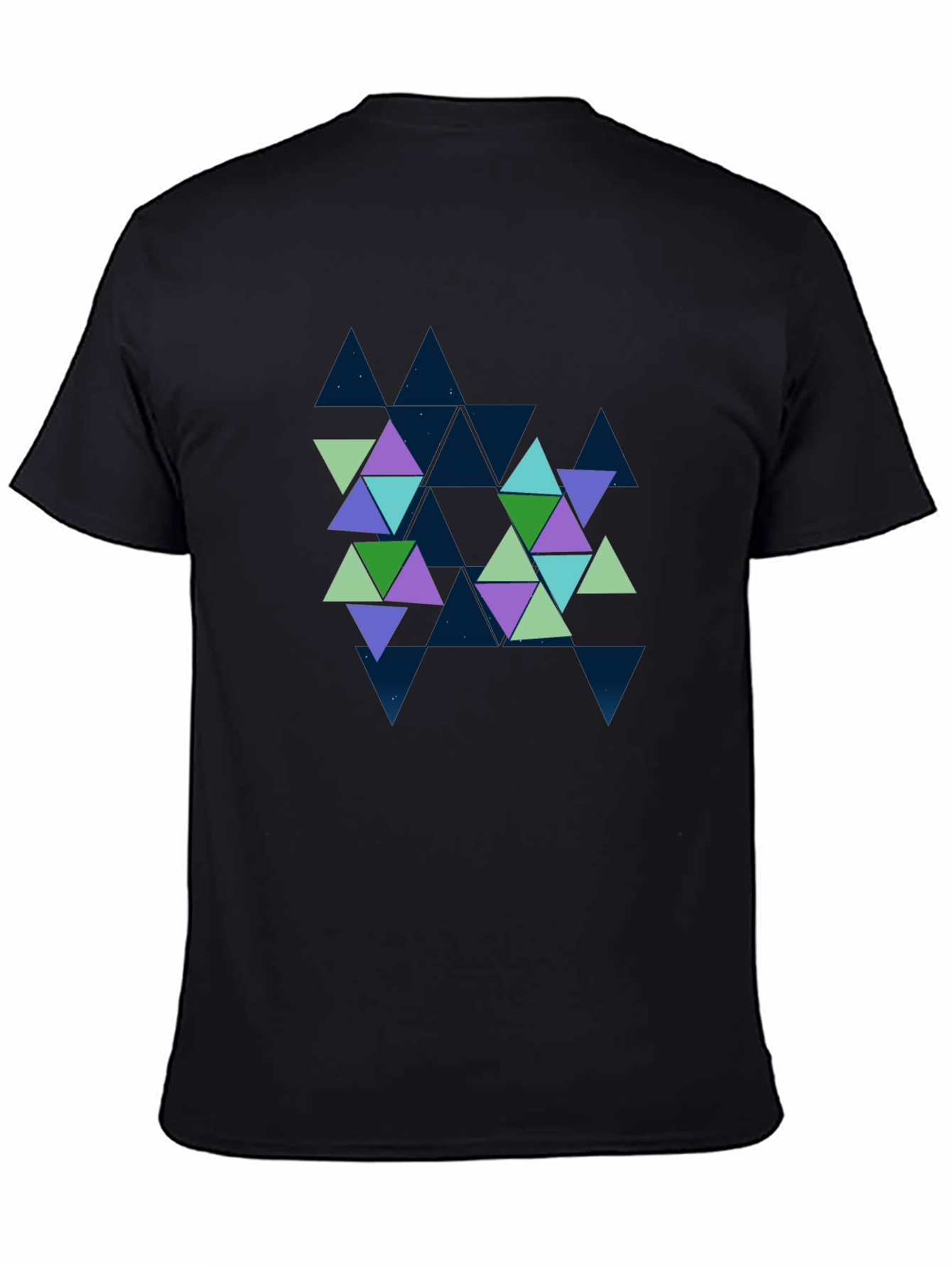 Geometric Triangle Pattern Black Tee
