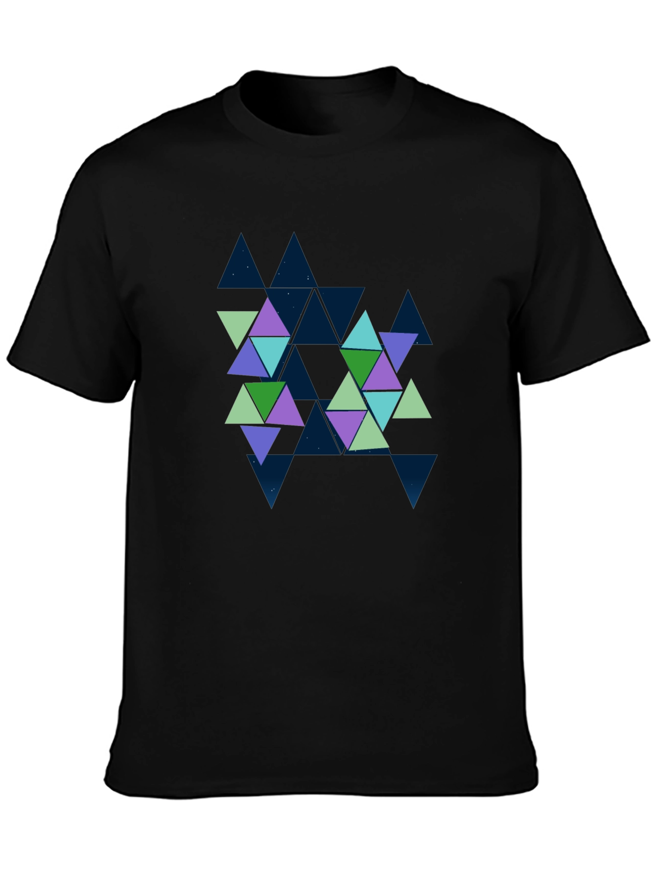 Geometric Triangle Pattern Black Tee