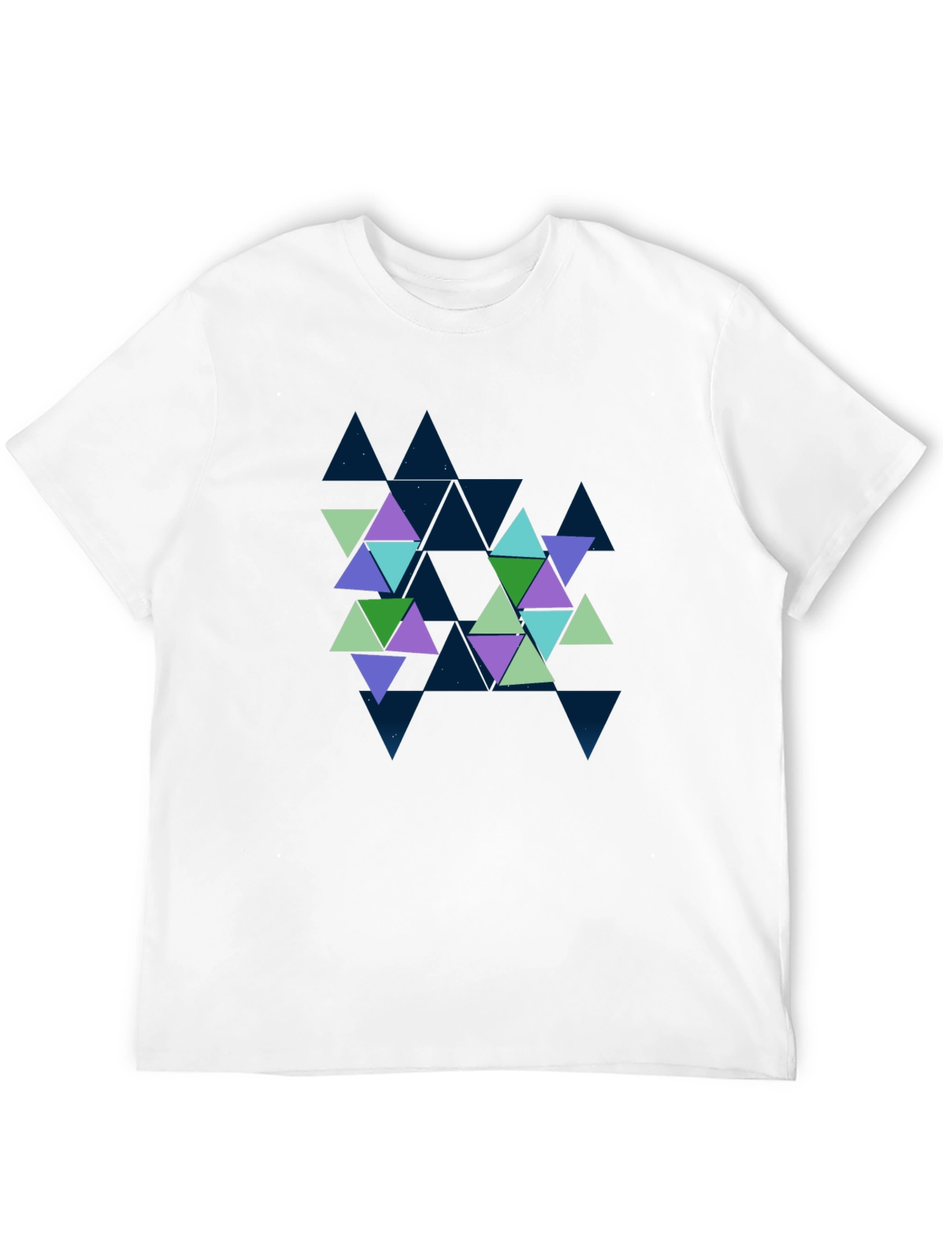 Geometric Triangle Pattern Black Tee