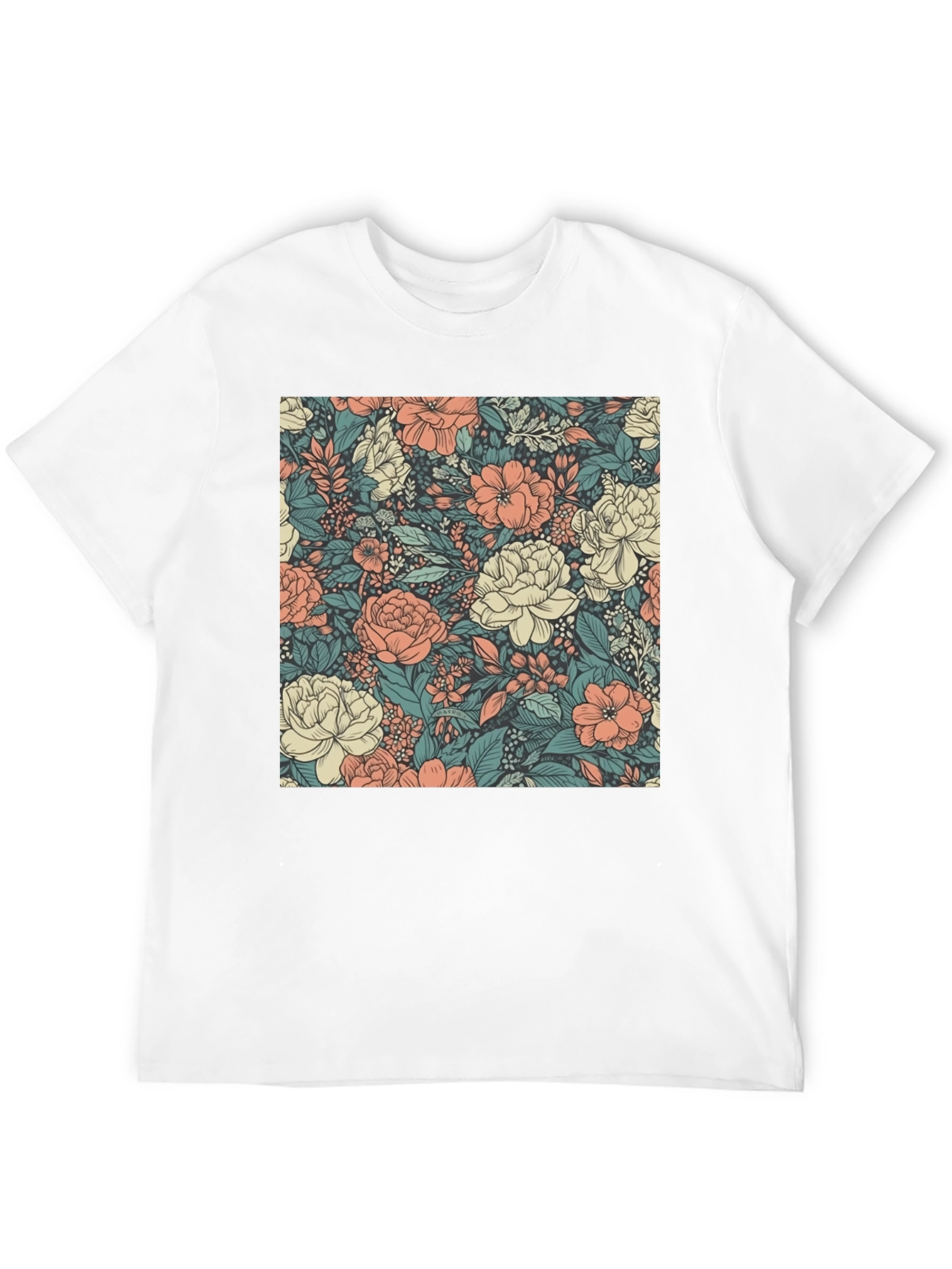 Floral Print Tee - Stylish Black Cotton T-Shirt