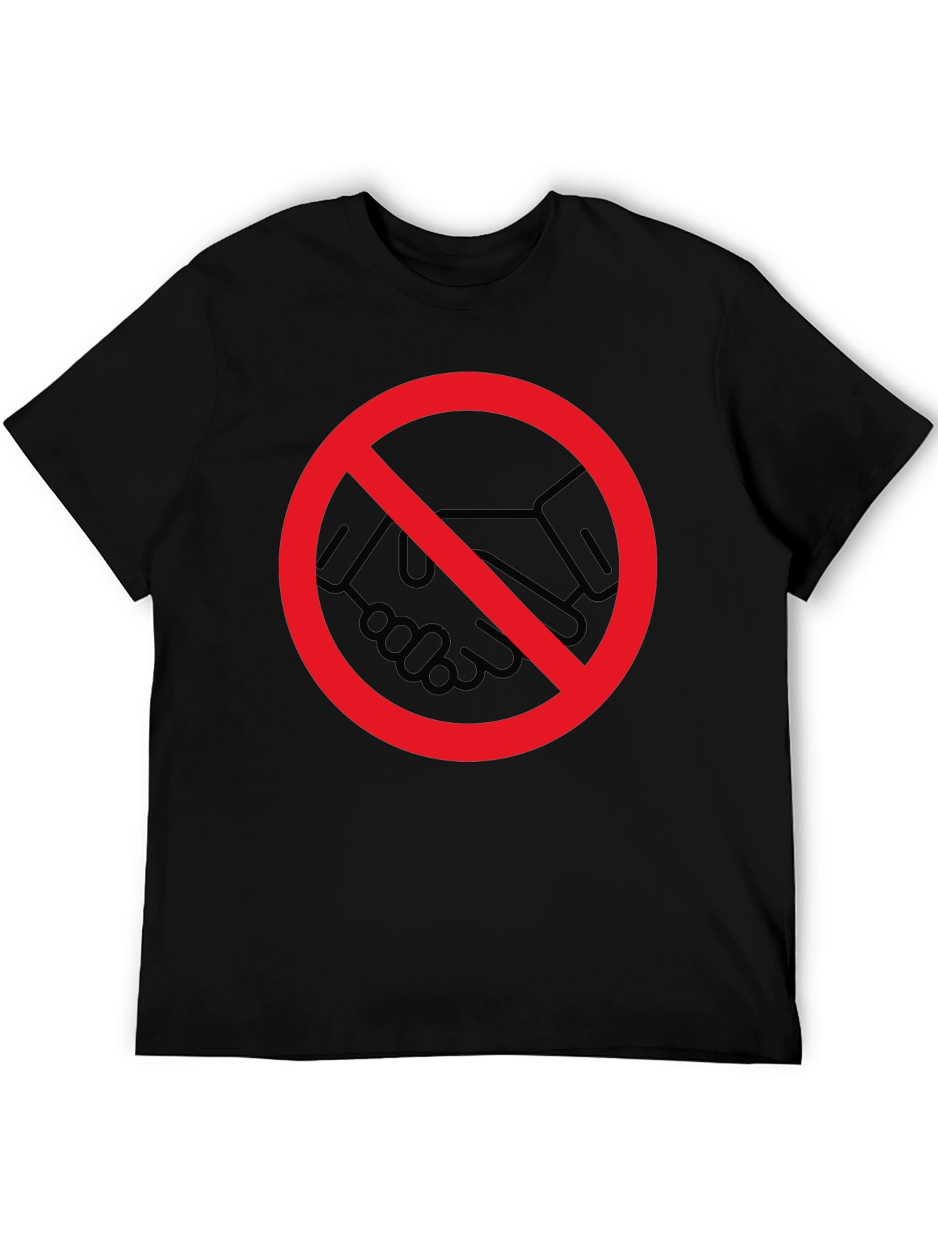 No Handshake Graphic Tee - Black Crew Neck