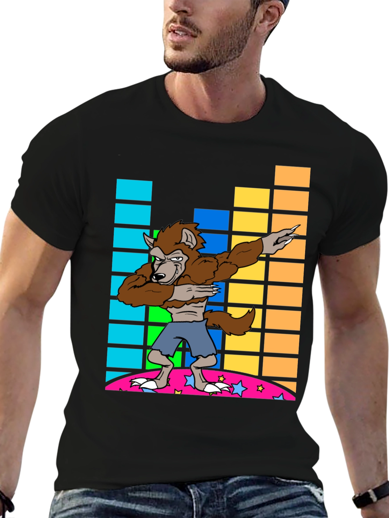 Dabbing Werewolf Graphic Tee - Fun Novelty Shirt