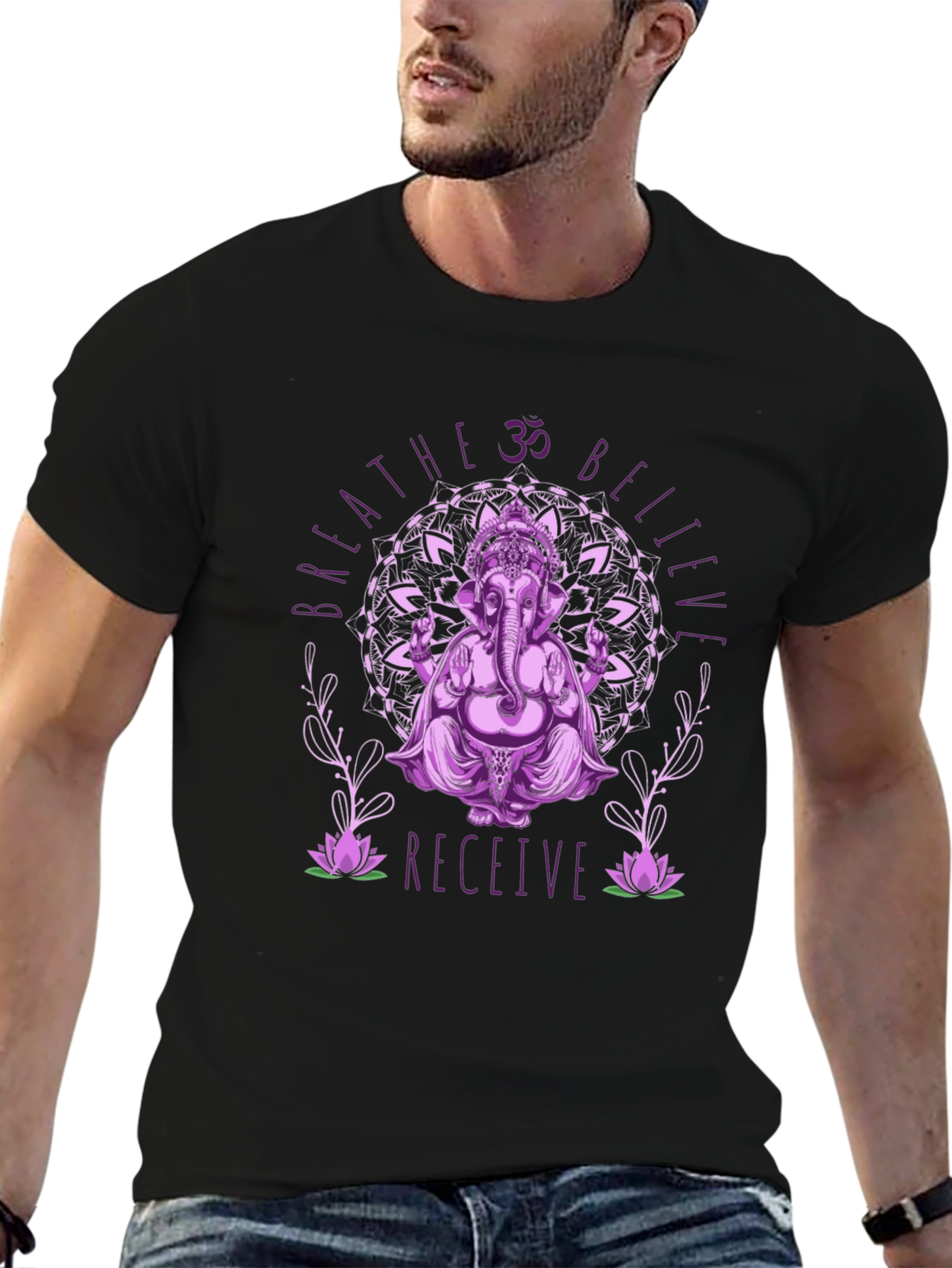 Ganesha Mandala Graphic Tee - Breathe Believe Receive