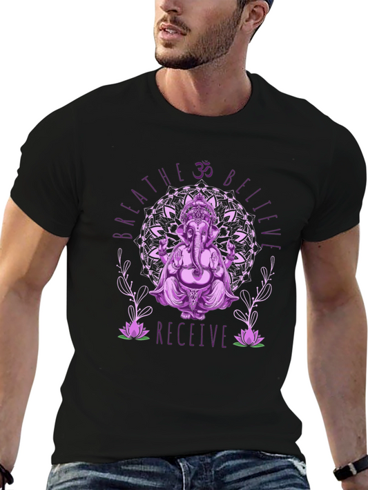 Ganesha Mandala Graphic Tee - Breathe Believe Receive