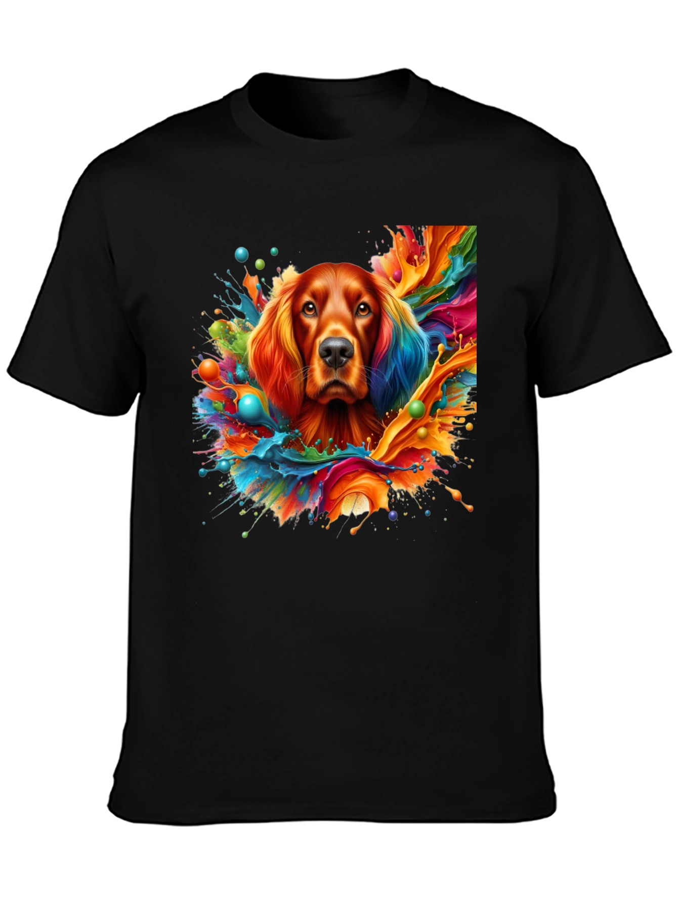 Vibrant Dog Art Black T-Shirt
