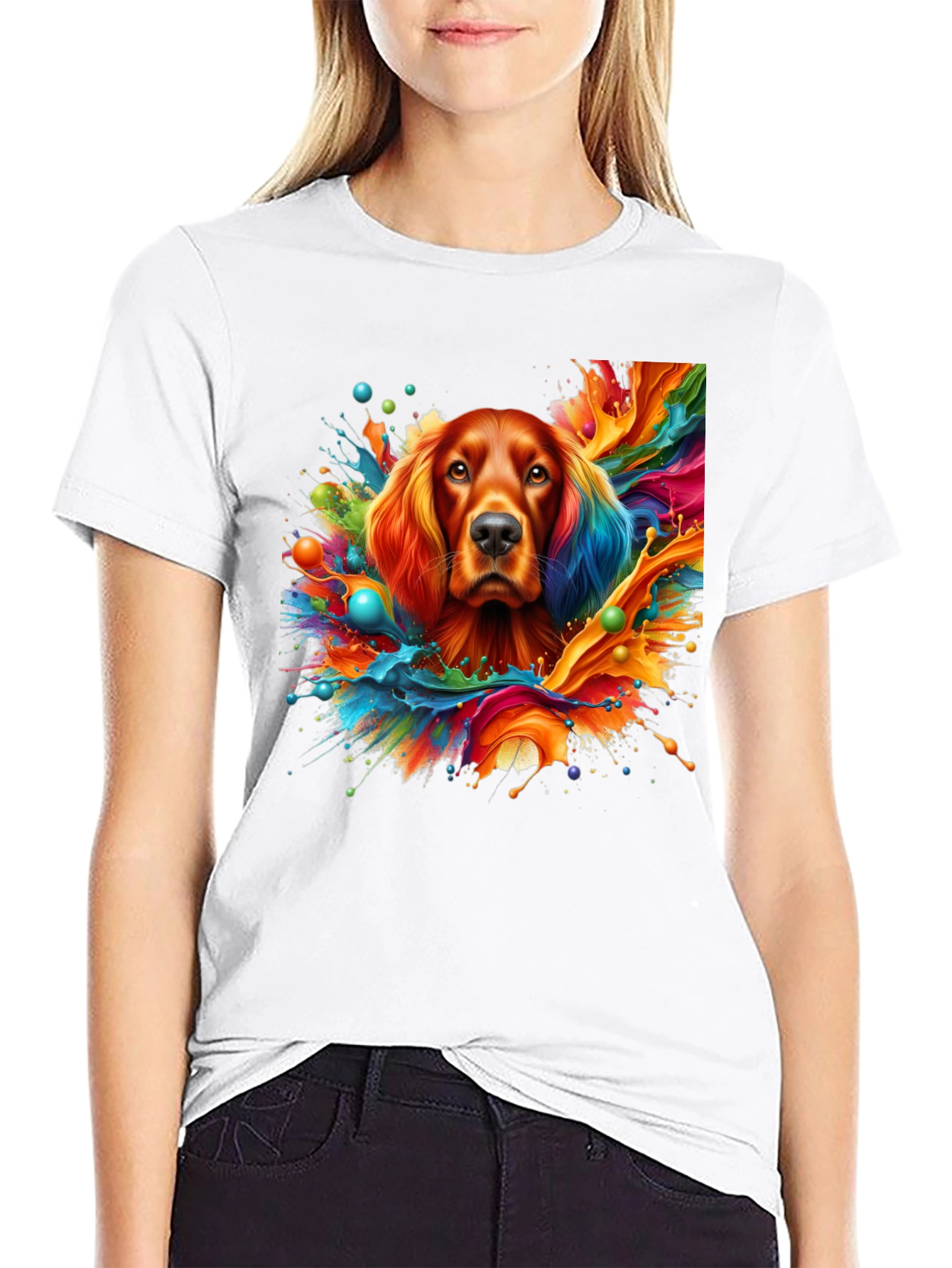 Vibrant Dog Art Black T-Shirt