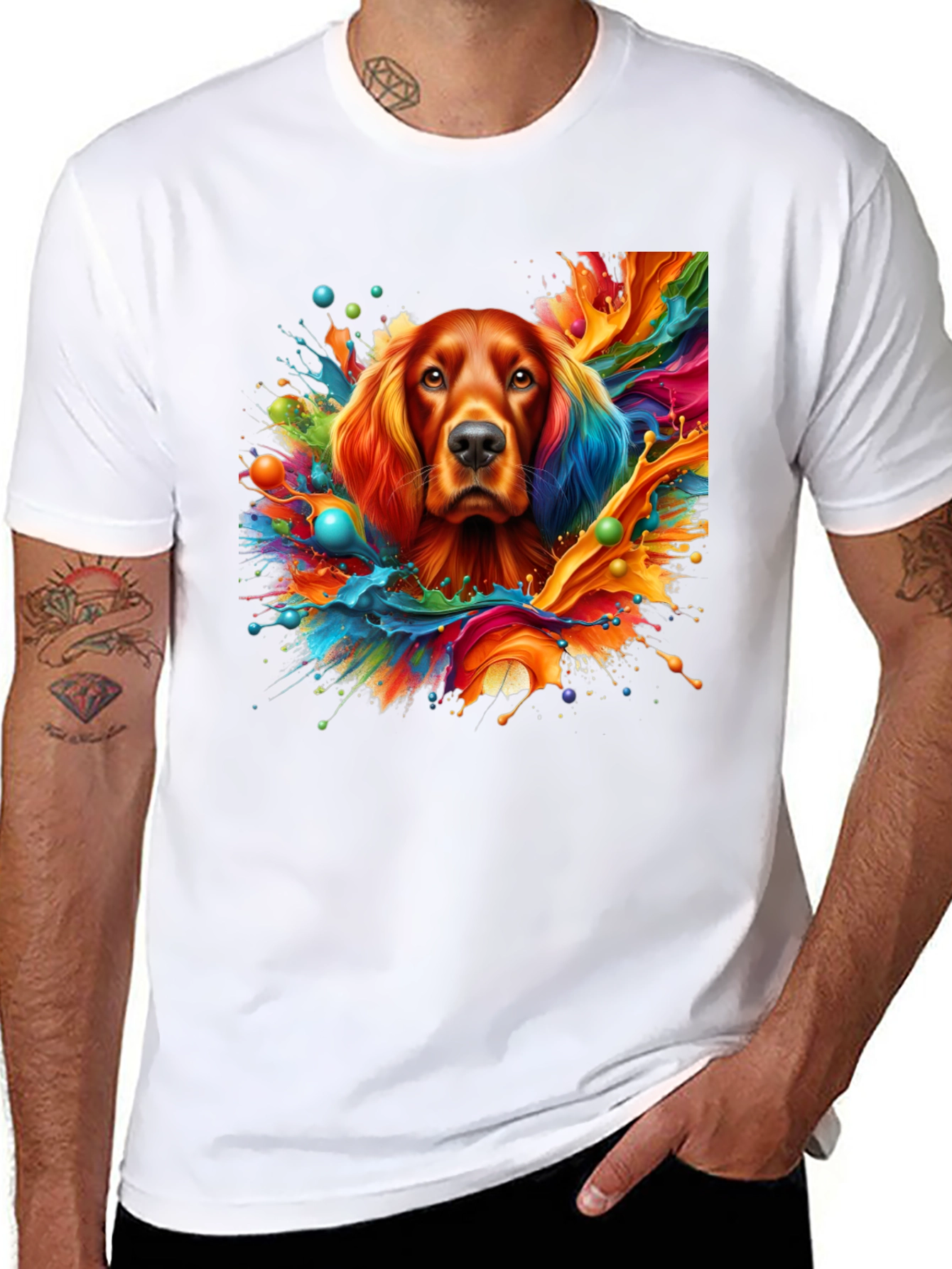 Vibrant Dog Art Black T-Shirt