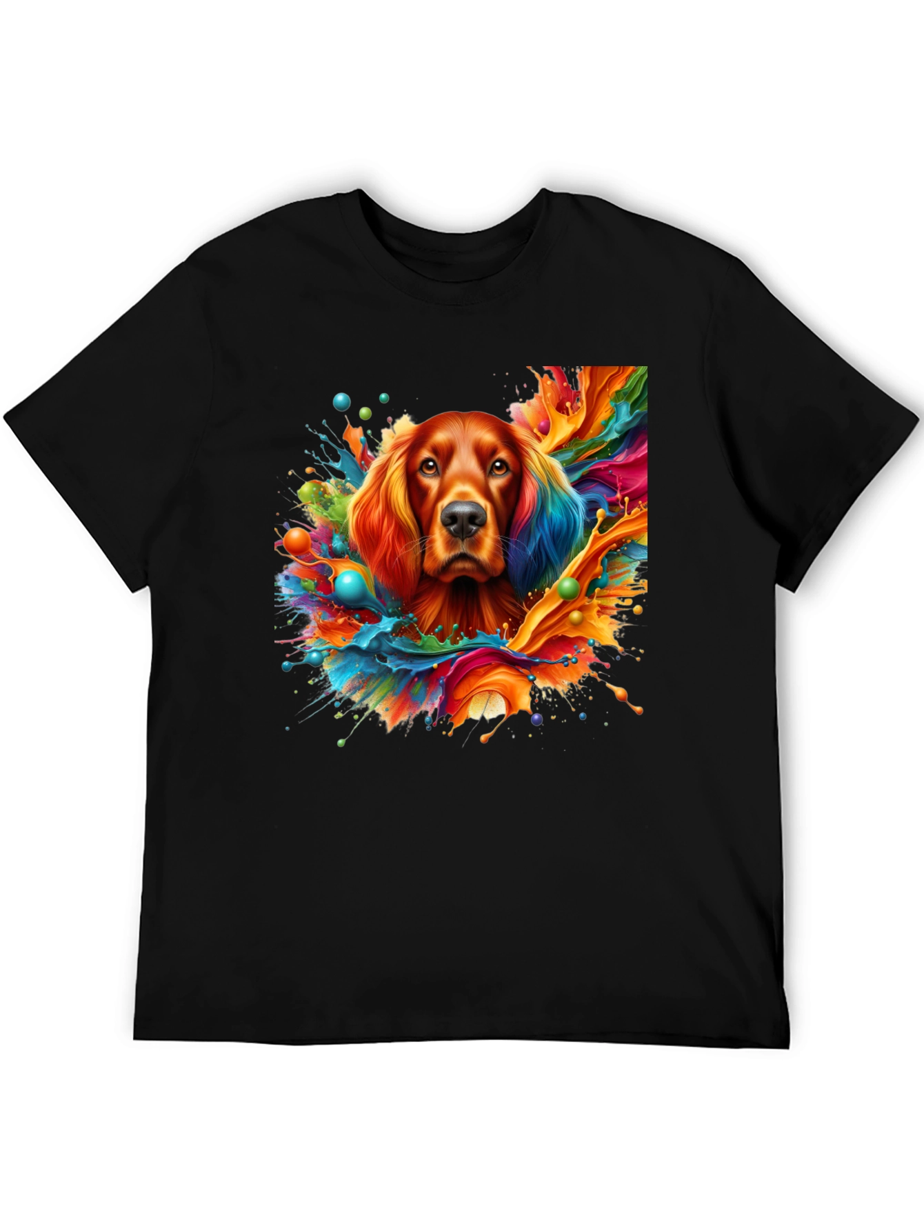 Vibrant Dog Art Black T-Shirt