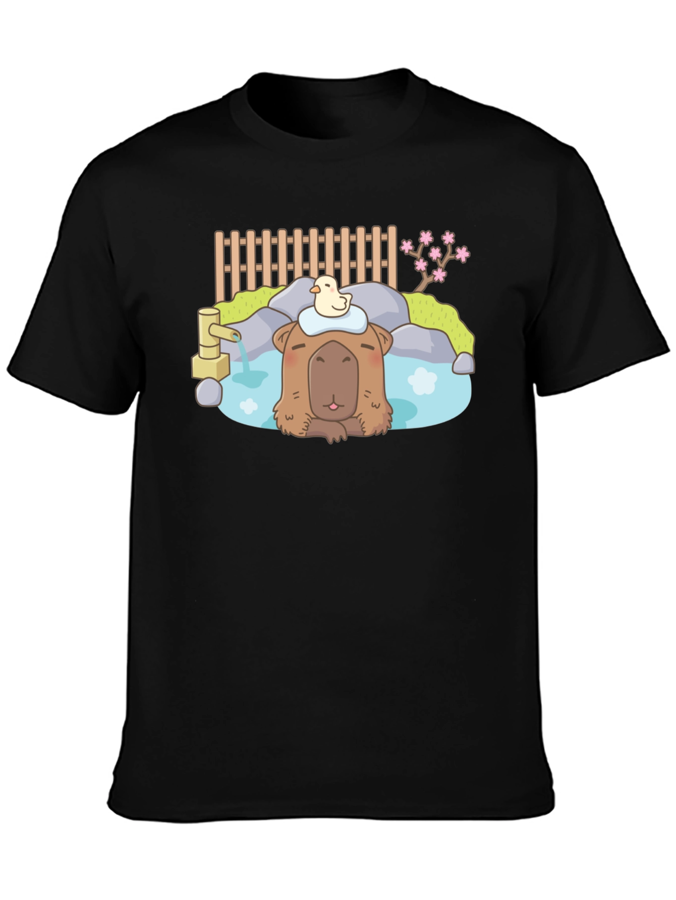 Capybara Relaxing Onsen Style T-Shirt