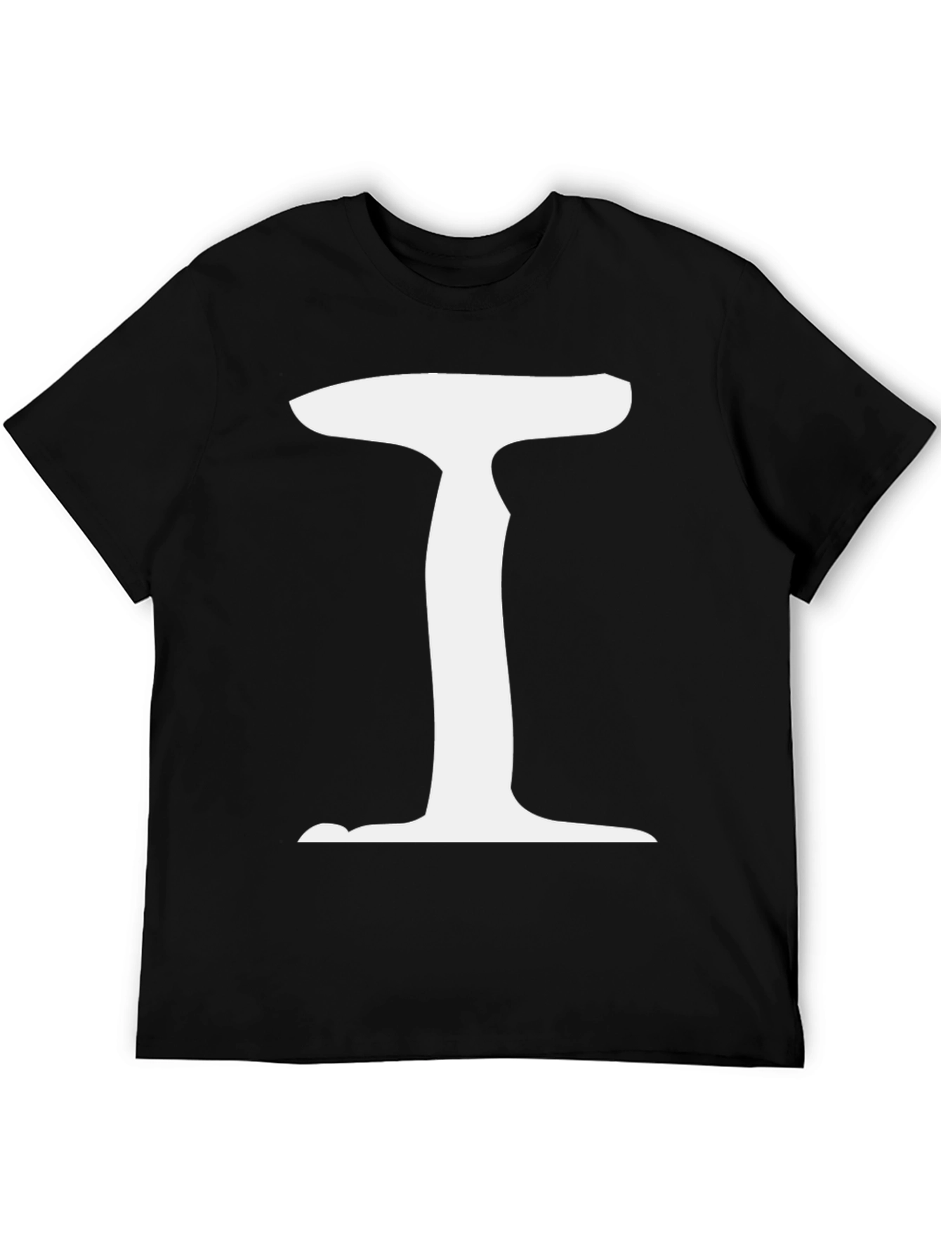 Letter I Graphic Tee - Black Cotton Blend