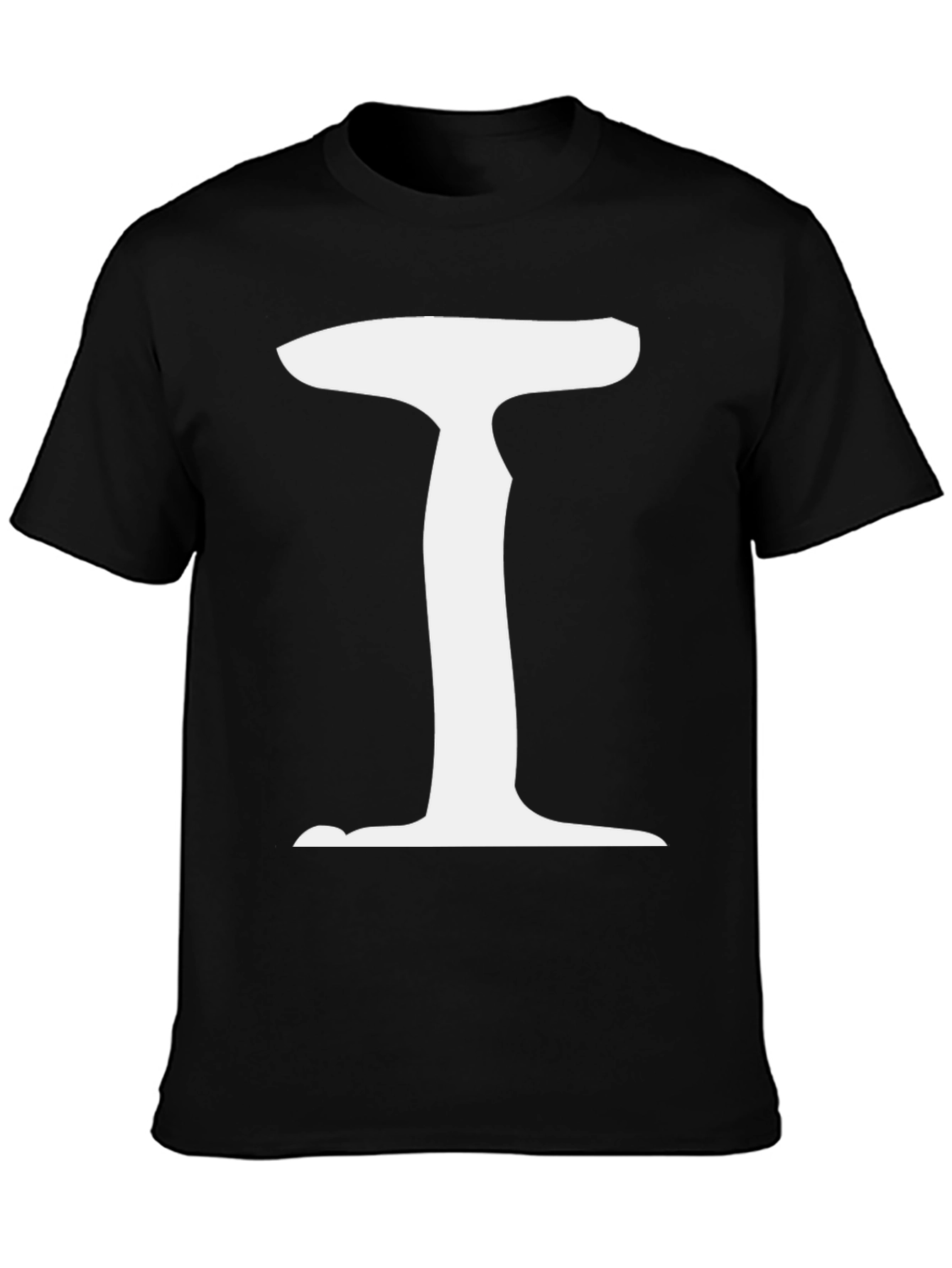 Letter I Graphic Tee - Black Cotton Blend