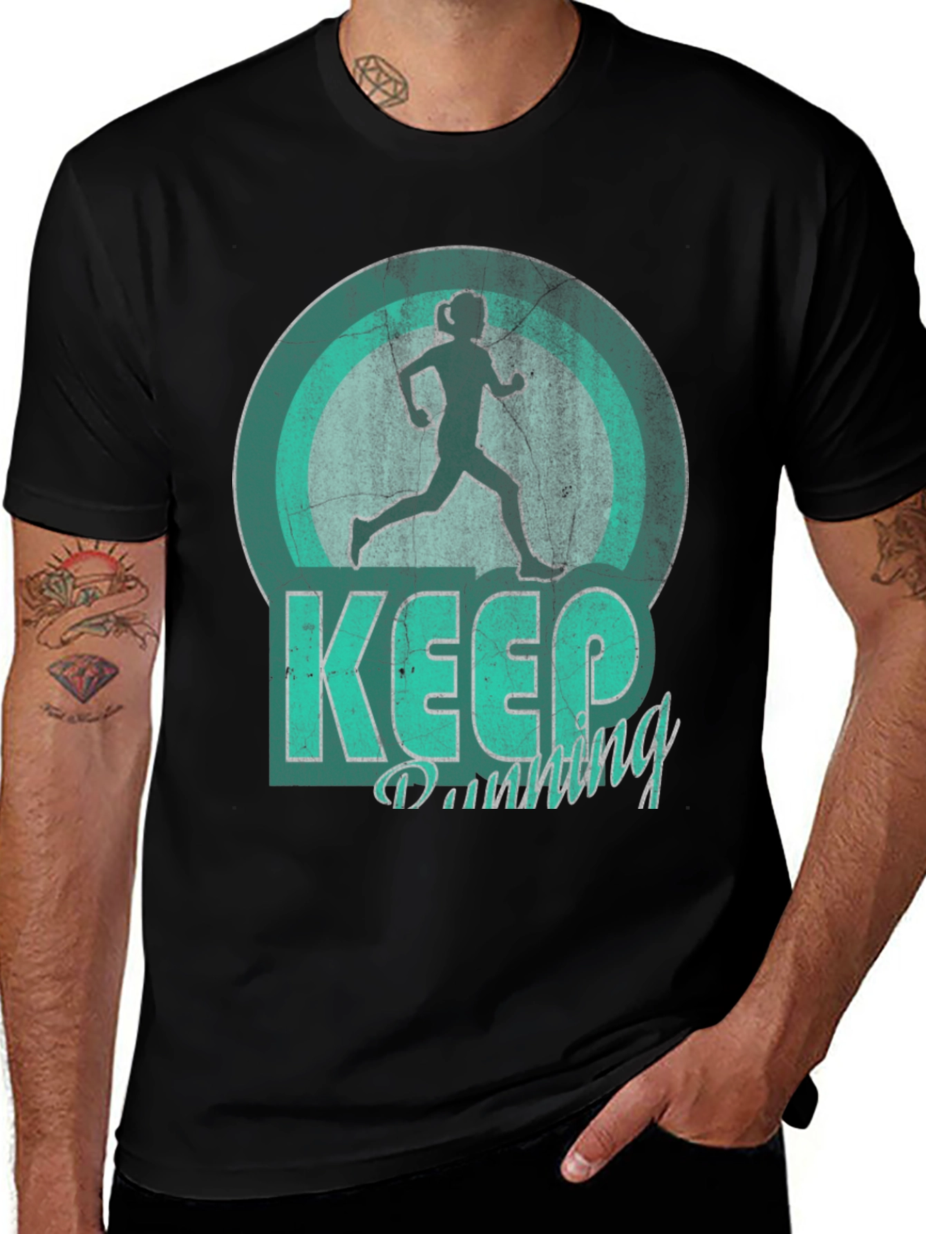 Keep Running Graphic Tee - Black Unisex Shirt