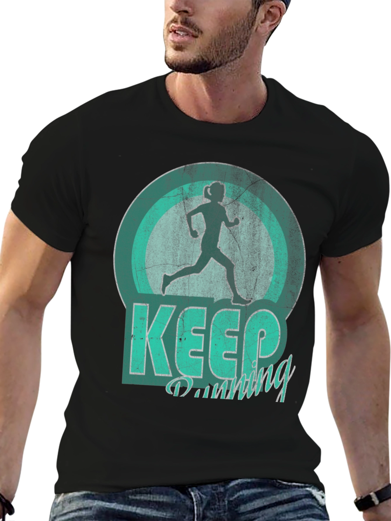 Keep Running Graphic Tee - Black Unisex Shirt