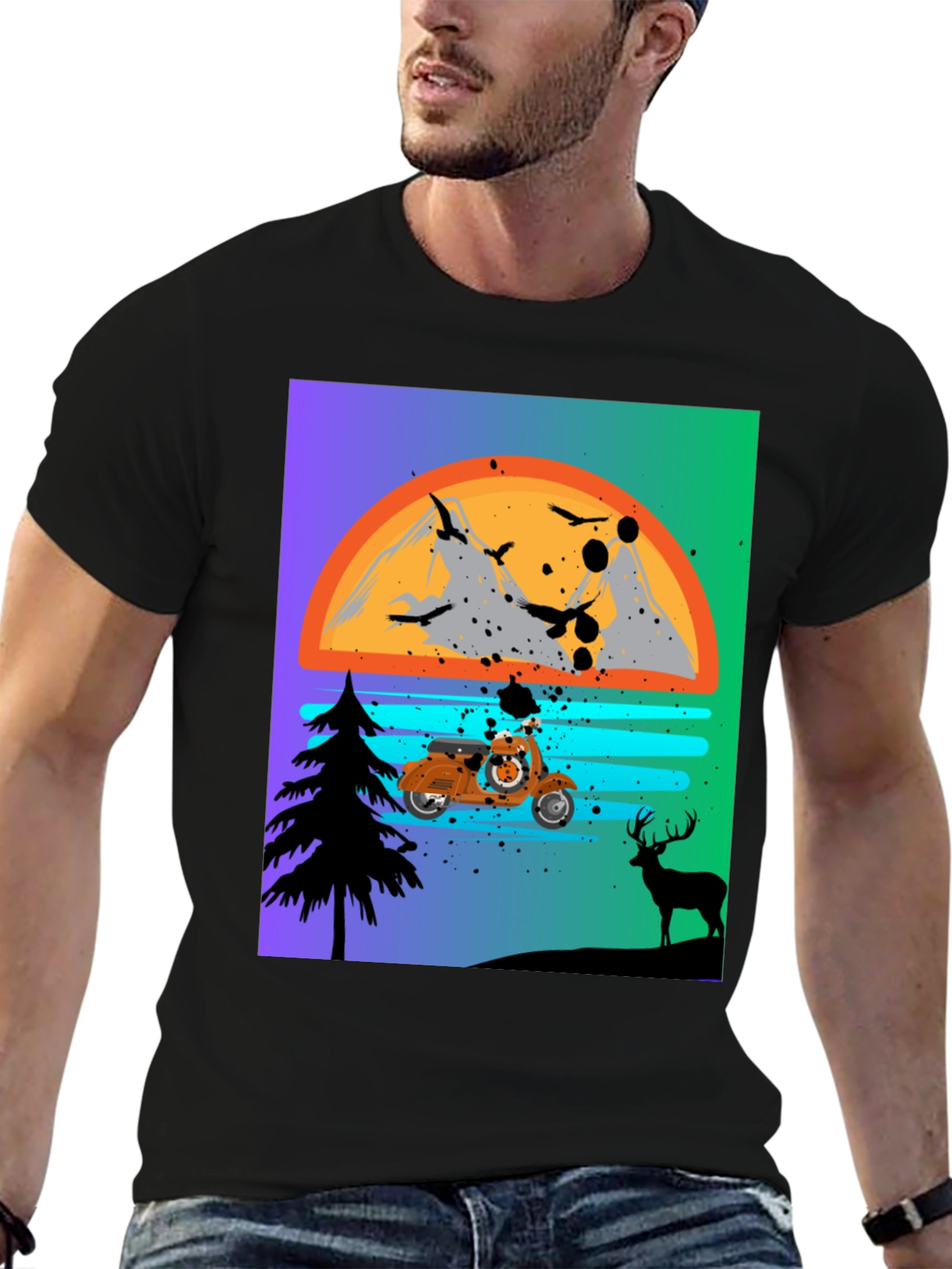 Retro Motorcycle Sunset T-Shirt