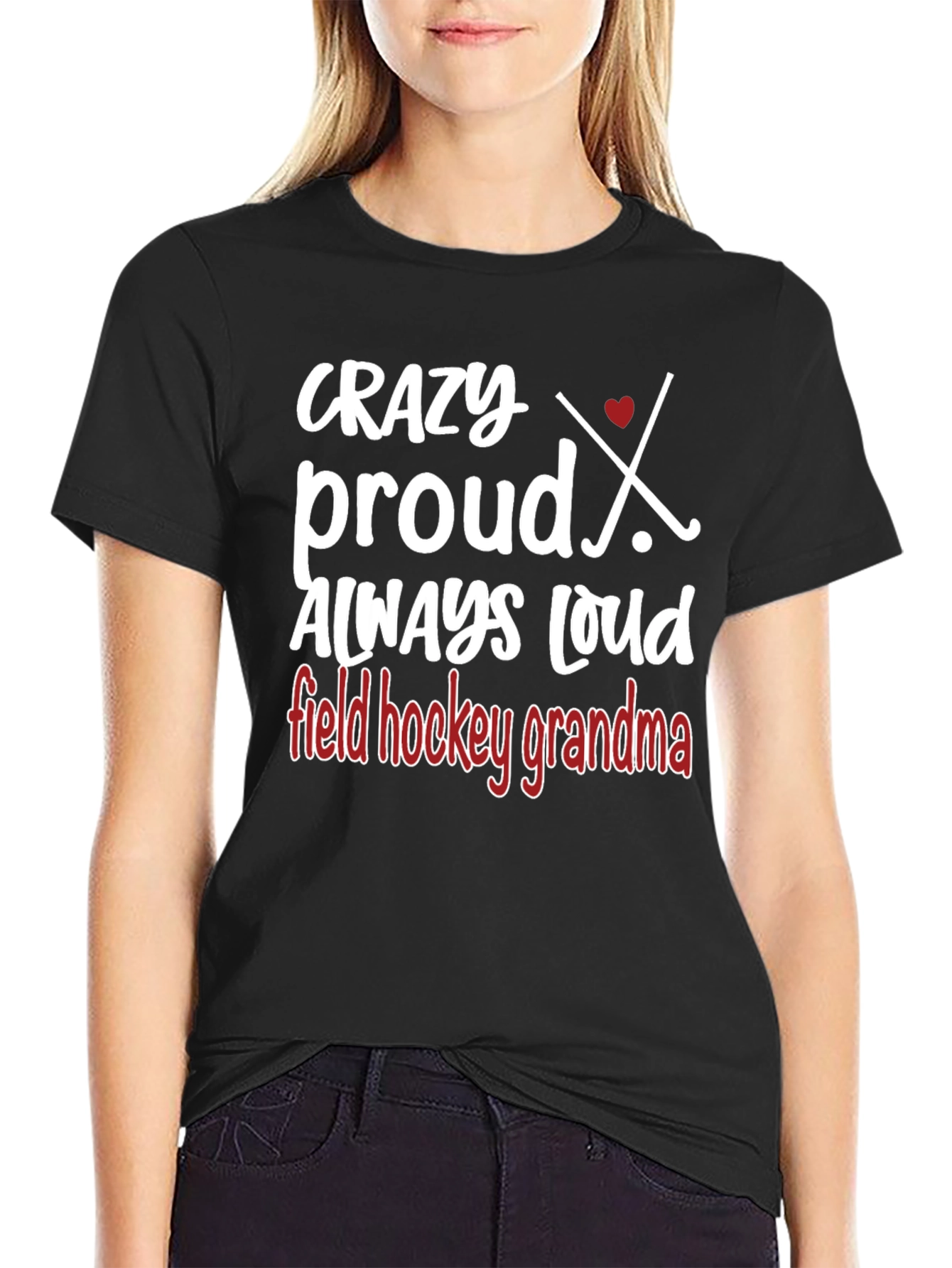 Crazy Proud Field Hockey Grandma Graphic Tee