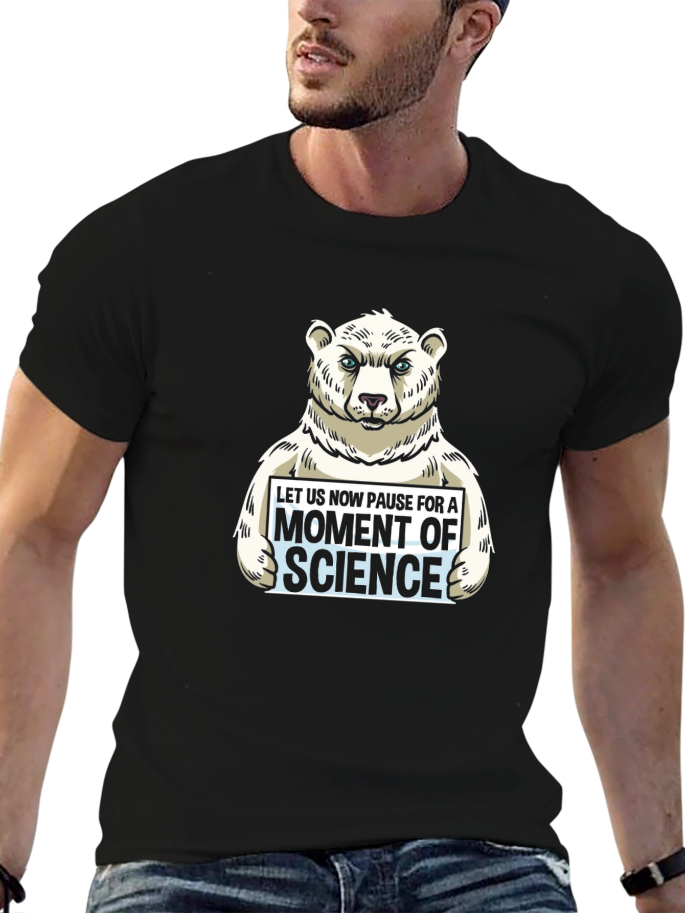 Science Bear Graphic T-Shirt - Black