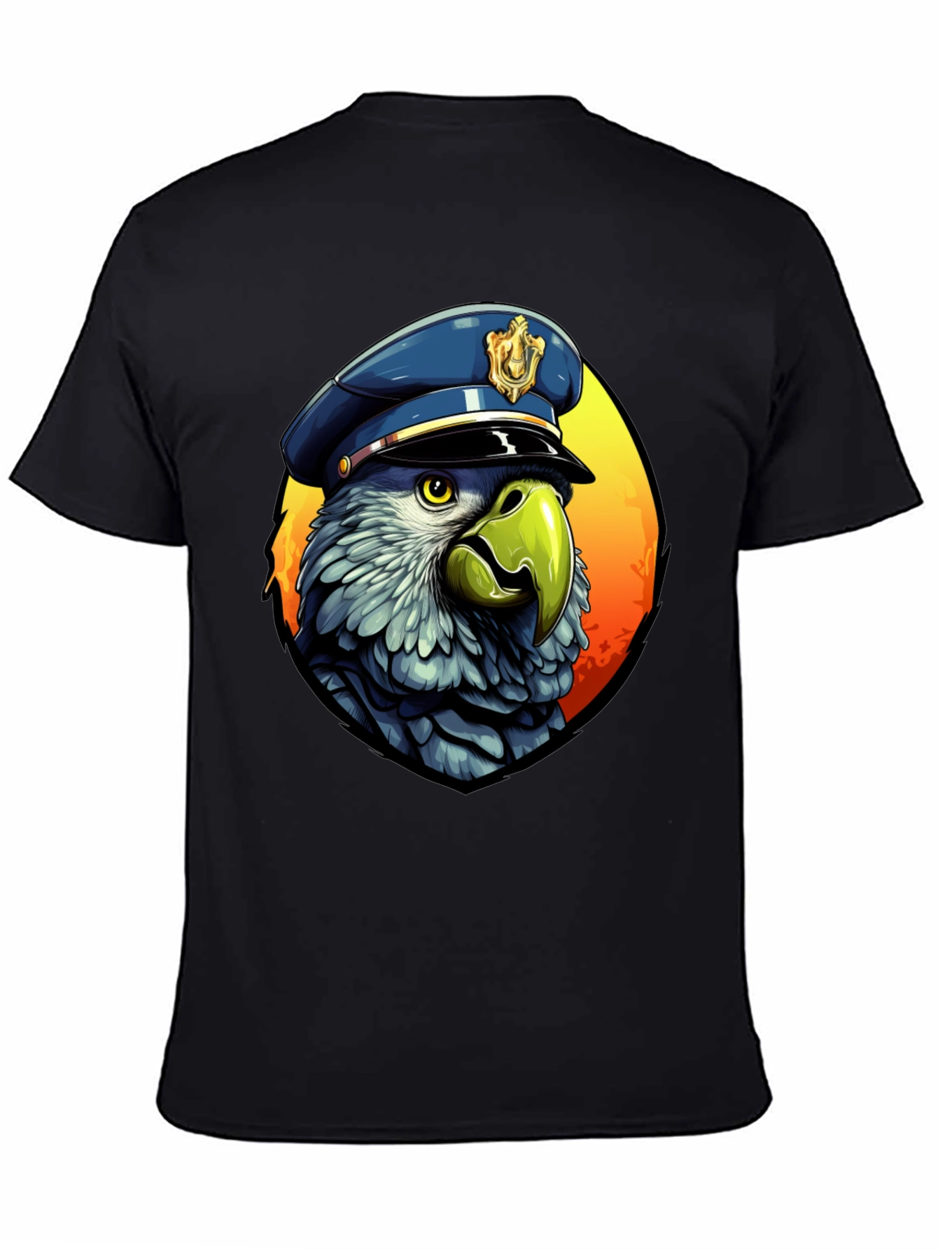 Parrot Police T-Shirt - Cartoon Graphic Tee