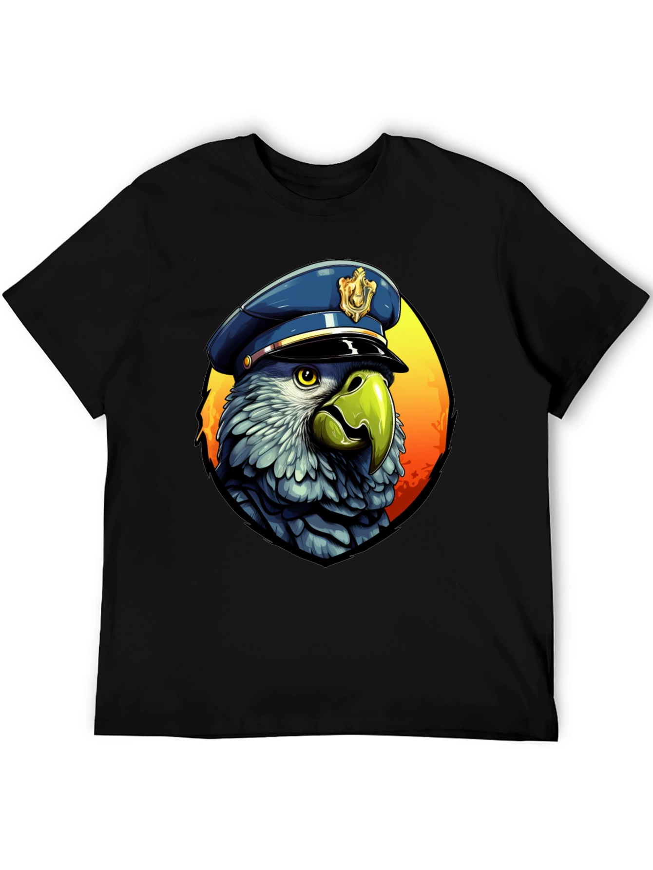 Parrot Police T-Shirt - Cartoon Graphic Tee