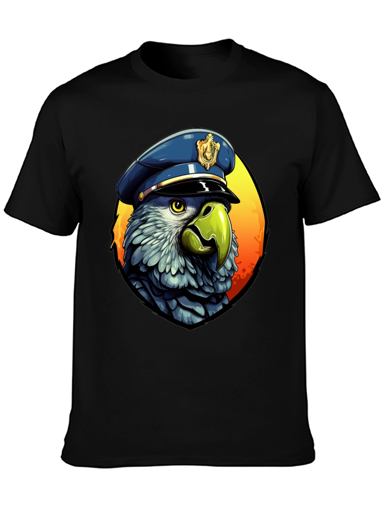Parrot Police T-Shirt - Cartoon Graphic Tee
