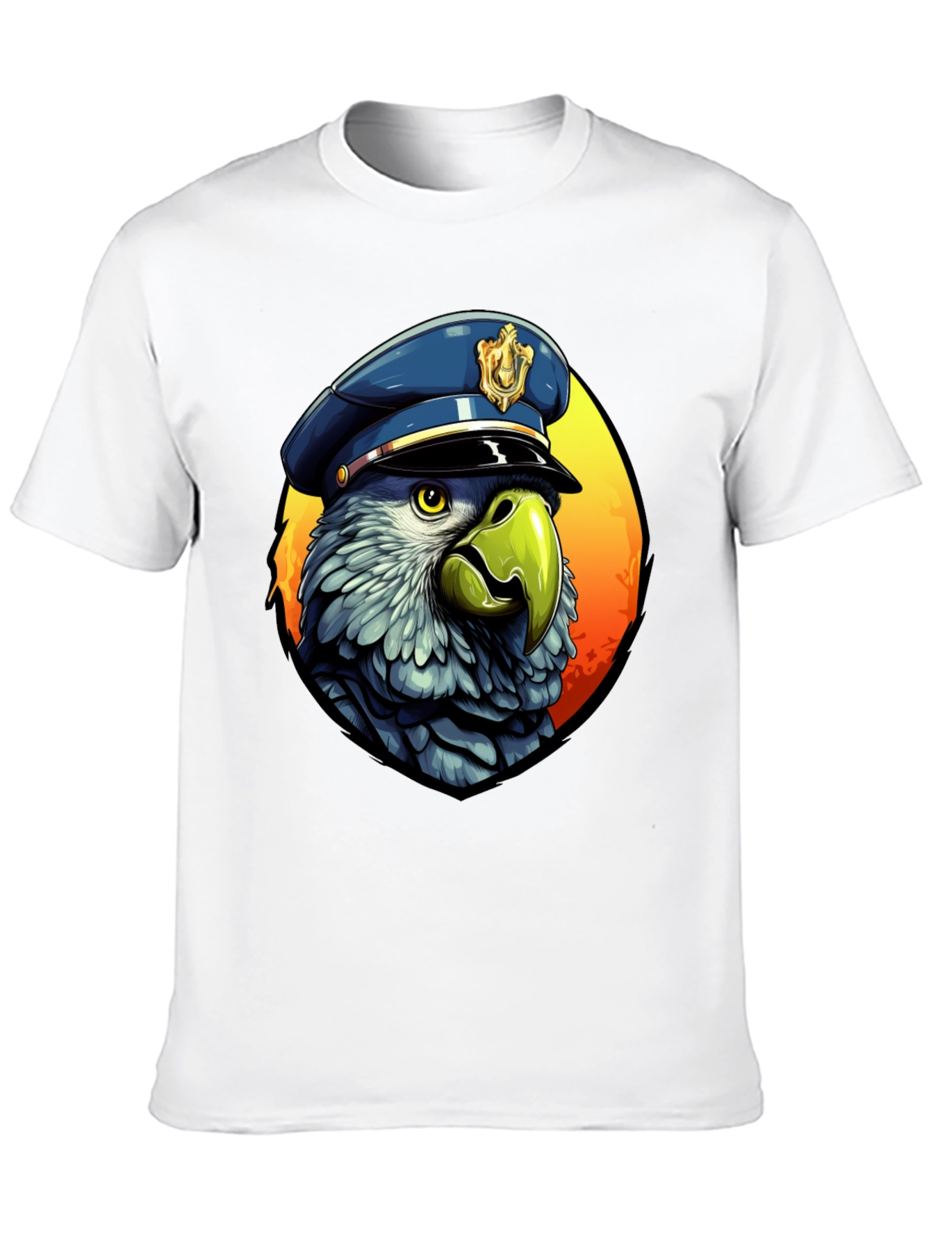 Parrot Police T-Shirt - Cartoon Graphic Tee