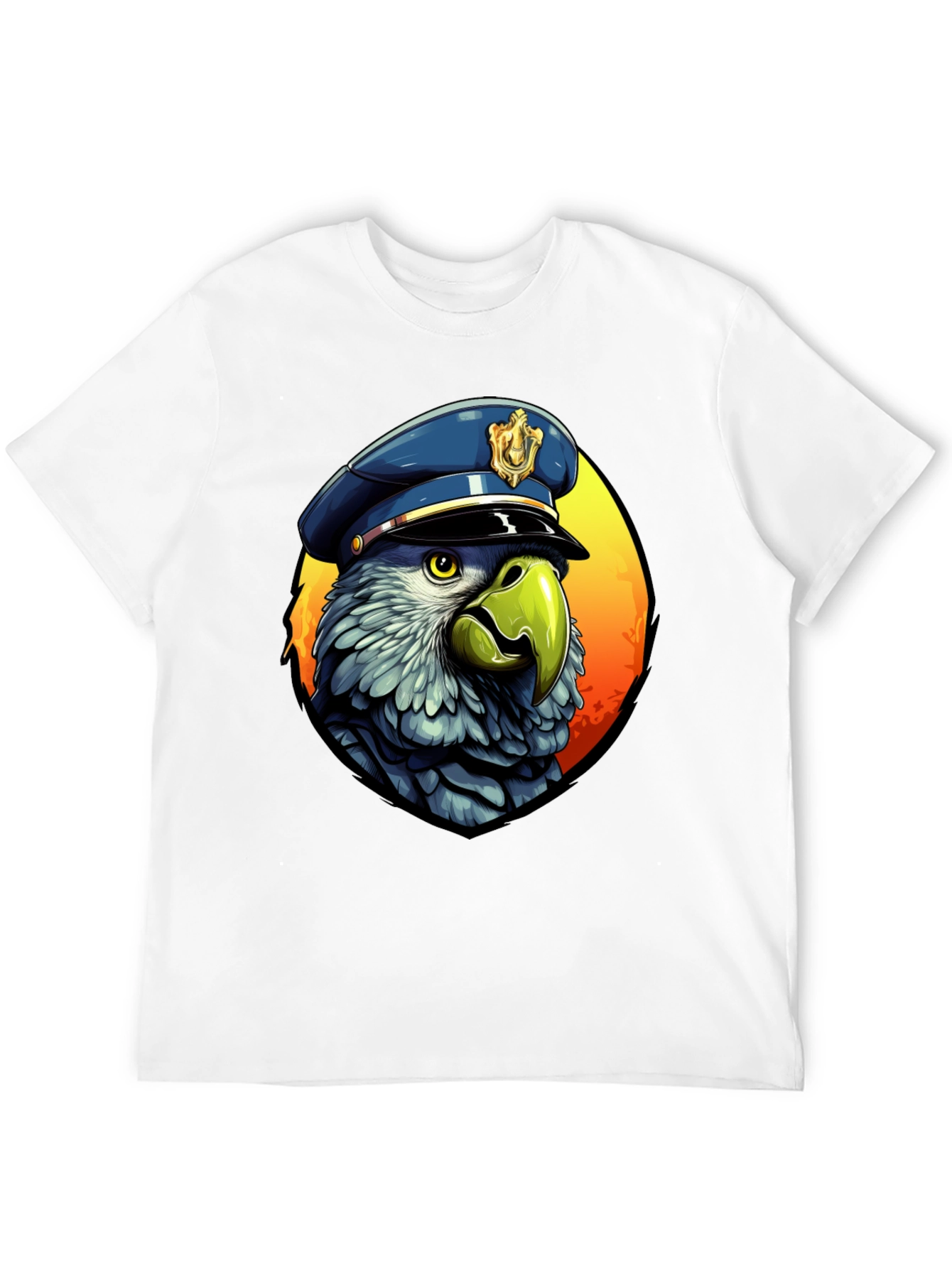 Parrot Police T-Shirt - Cartoon Graphic Tee