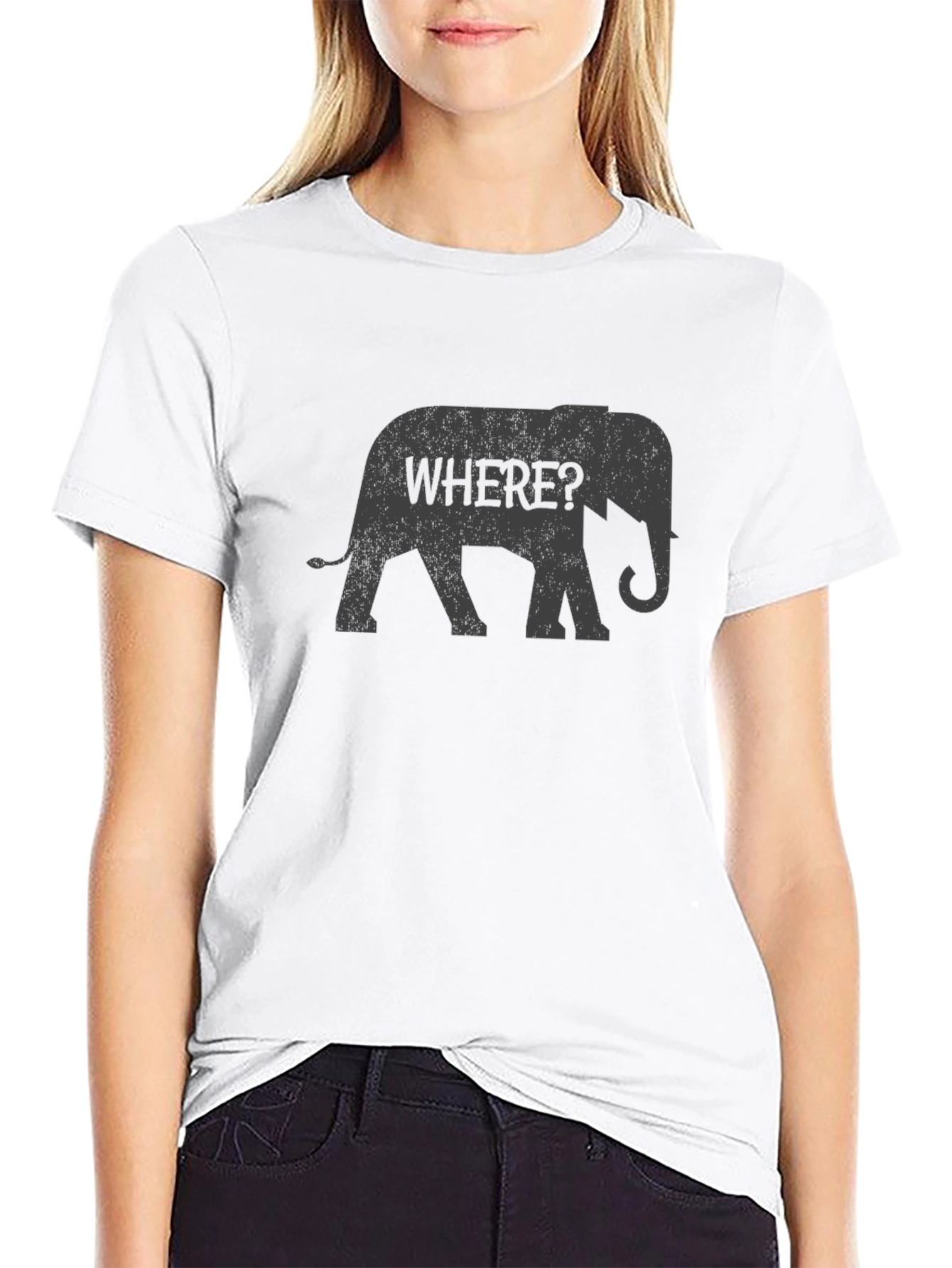 Elephant Where? Graphic Black T-Shirt