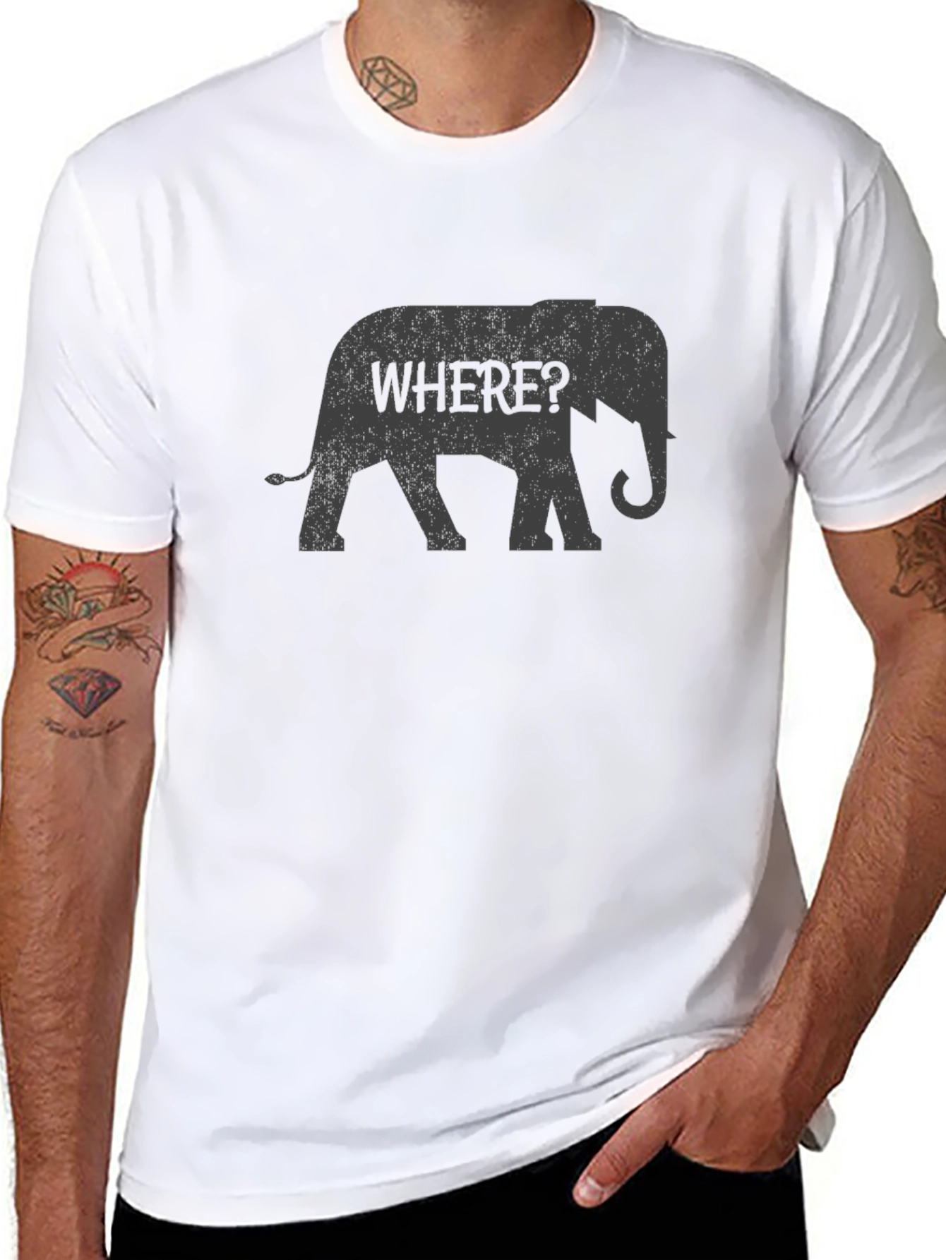 Elephant Where? Graphic Black T-Shirt