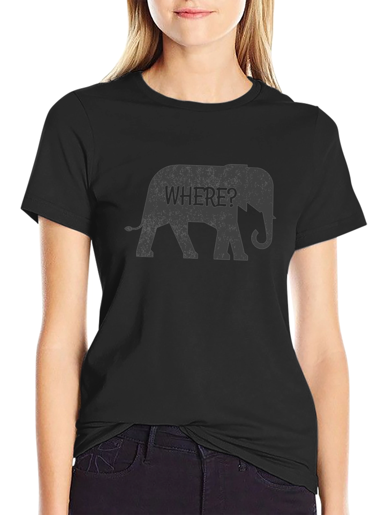 Elephant Where? Graphic Black T-Shirt