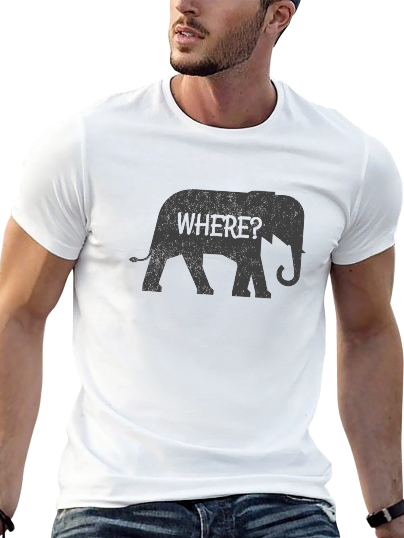 Elephant Where? Graphic Black T-Shirt