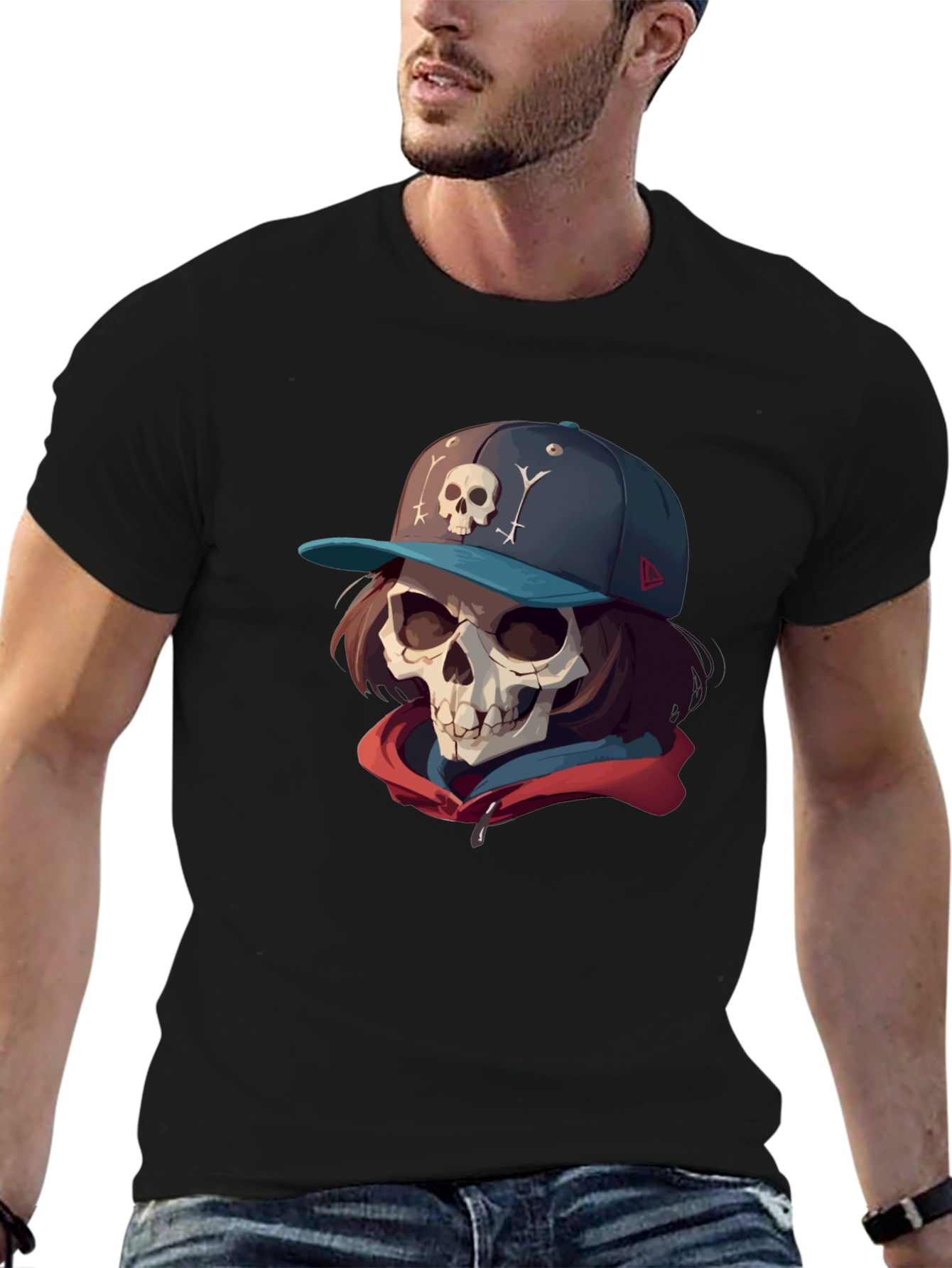 Skull Cap Graphic Tee - Edgy Streetwear