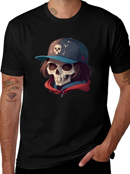 Skull Cap Graphic Tee - Edgy Streetwear