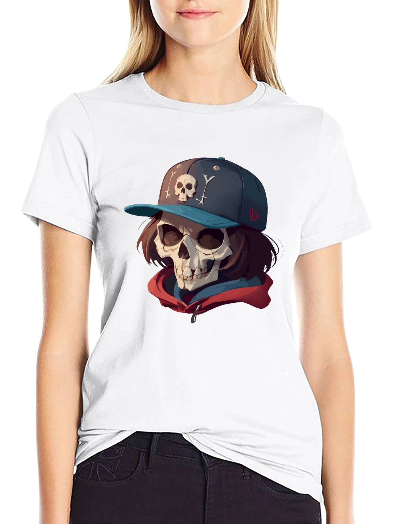 Skull Cap Graphic Tee - Edgy Streetwear