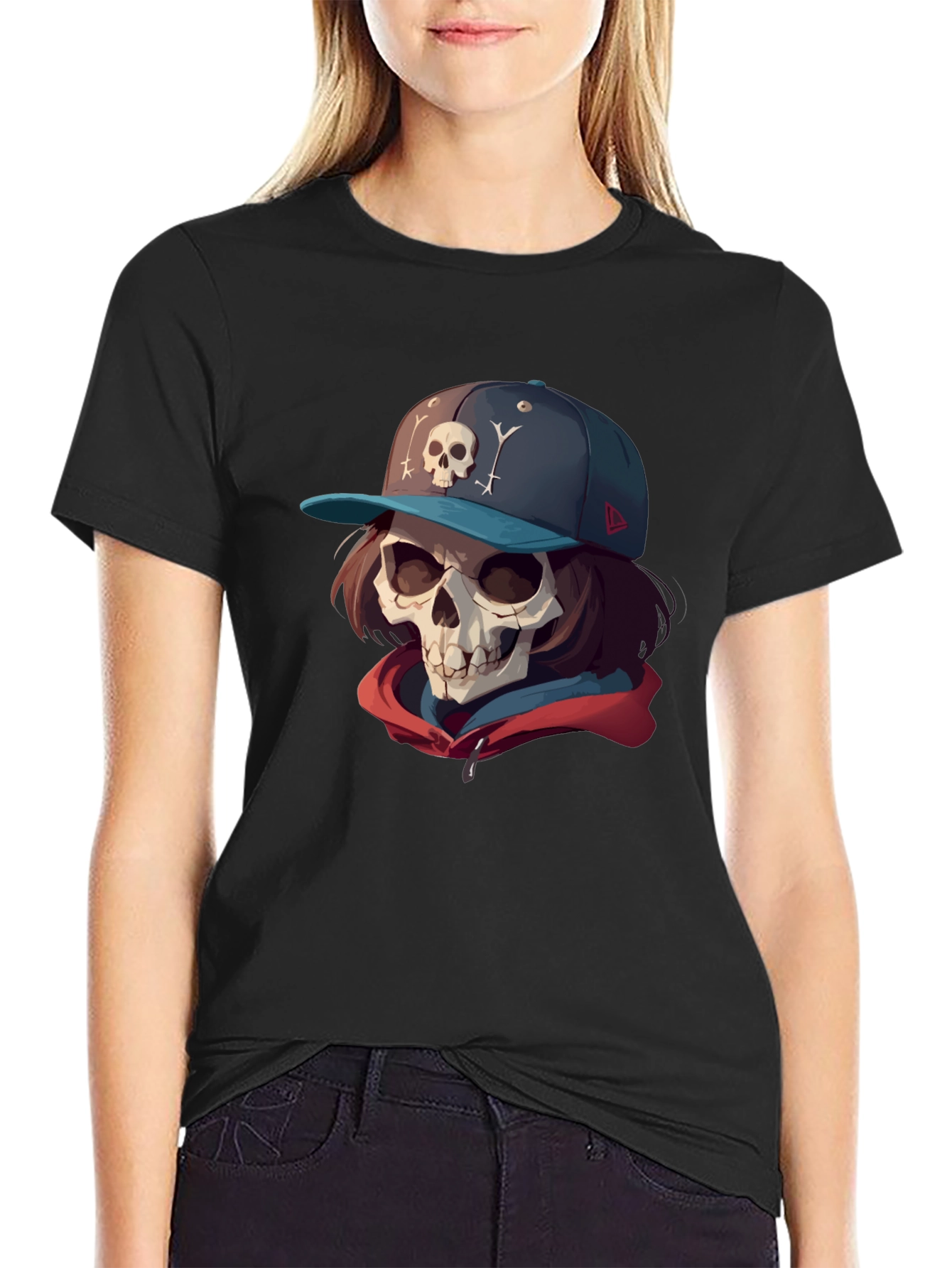Skull Cap Graphic Tee - Edgy Streetwear