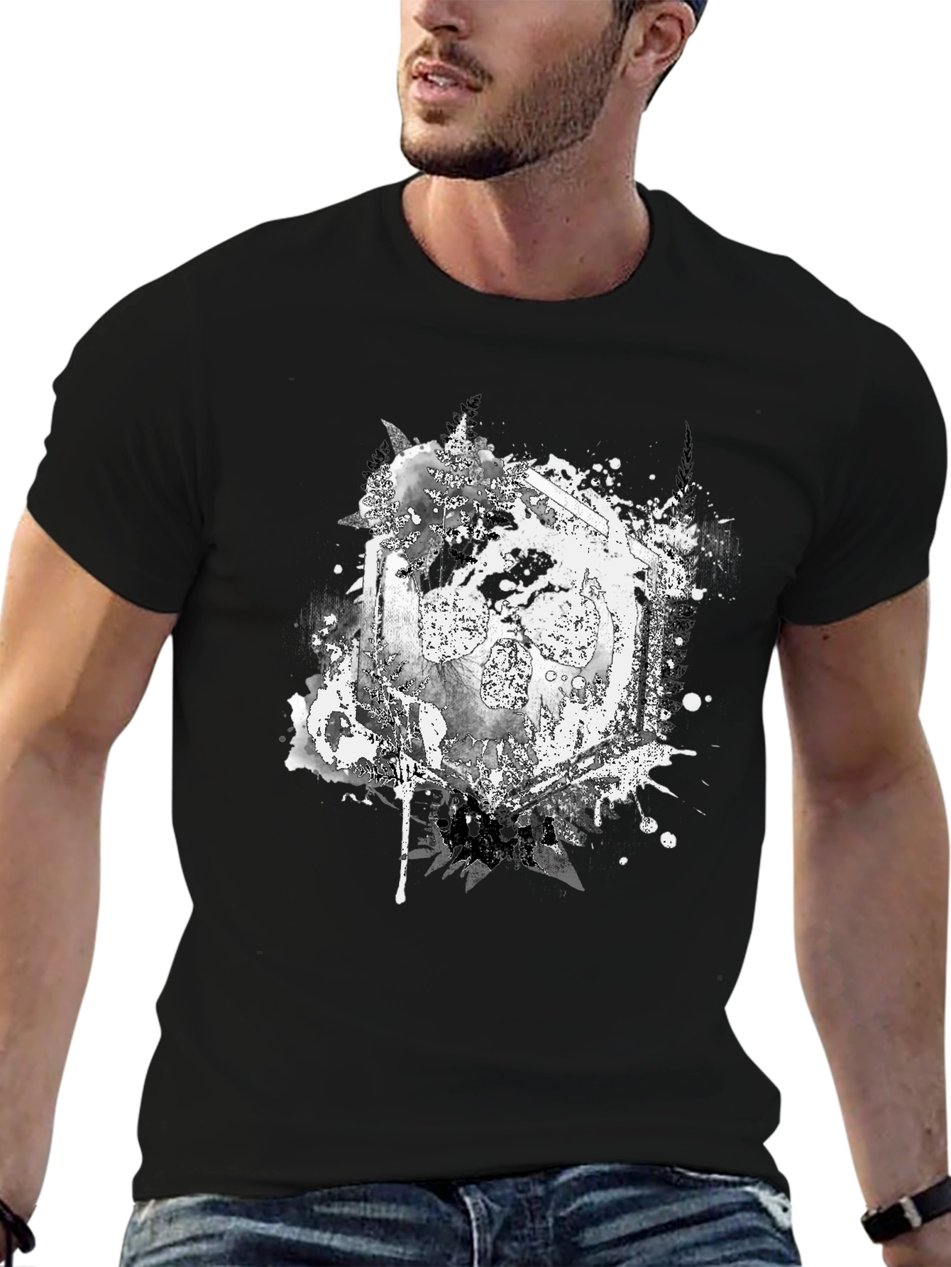 Edgy Skull Graphic T-Shirt - Black