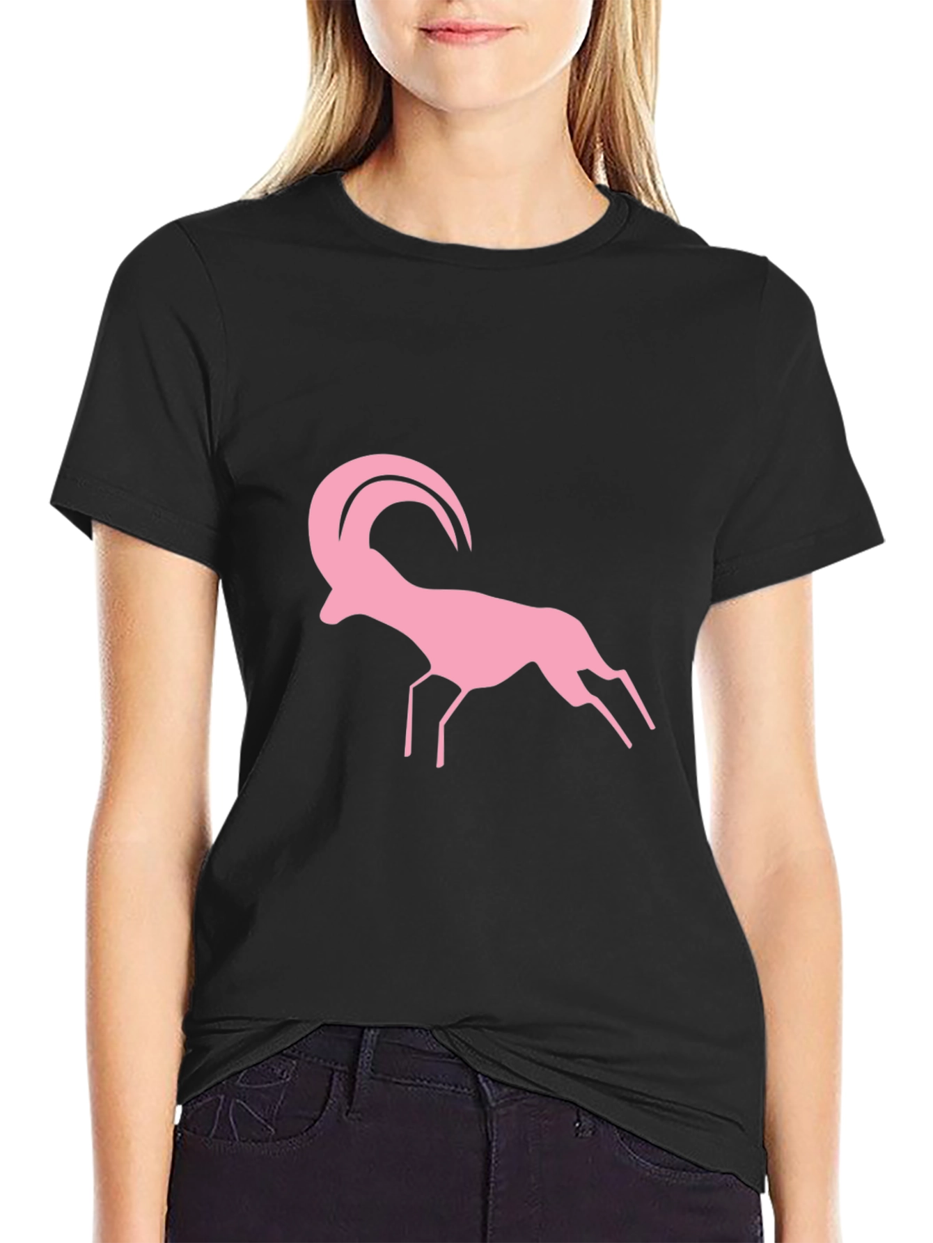 Pink Ram Graphic Black T-Shirt