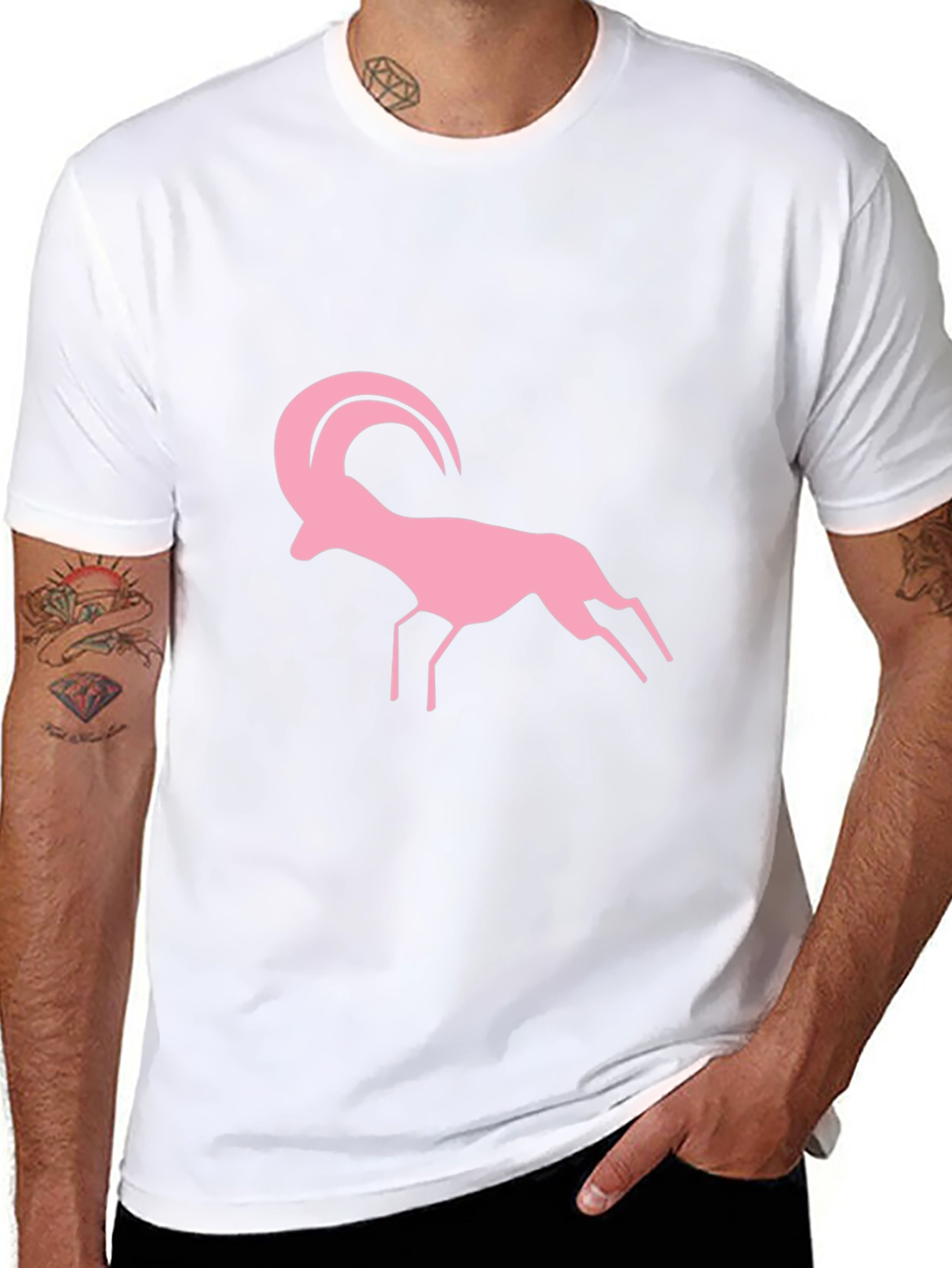 Pink Ram Graphic Black T-Shirt
