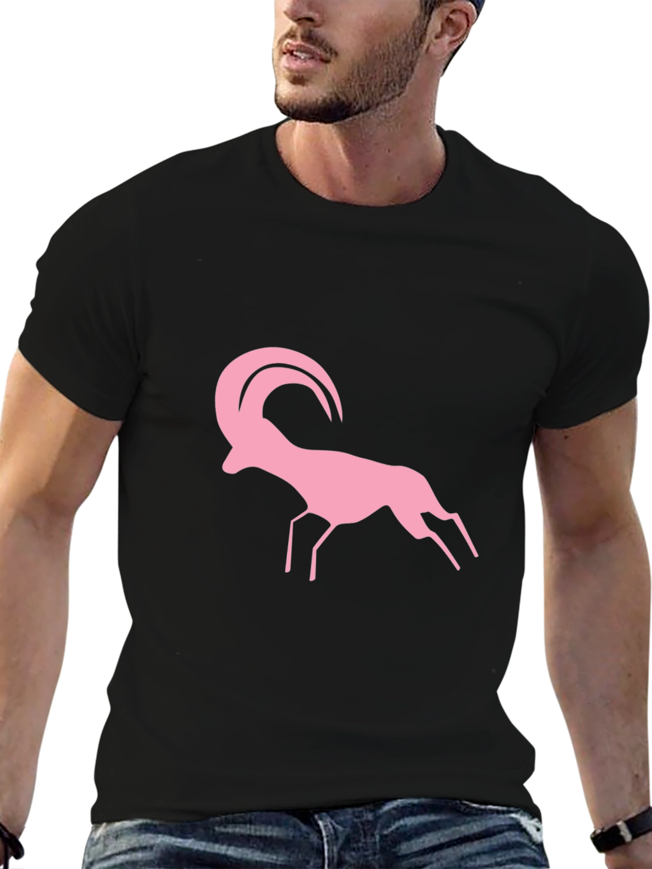 Pink Ram Graphic Black T-Shirt