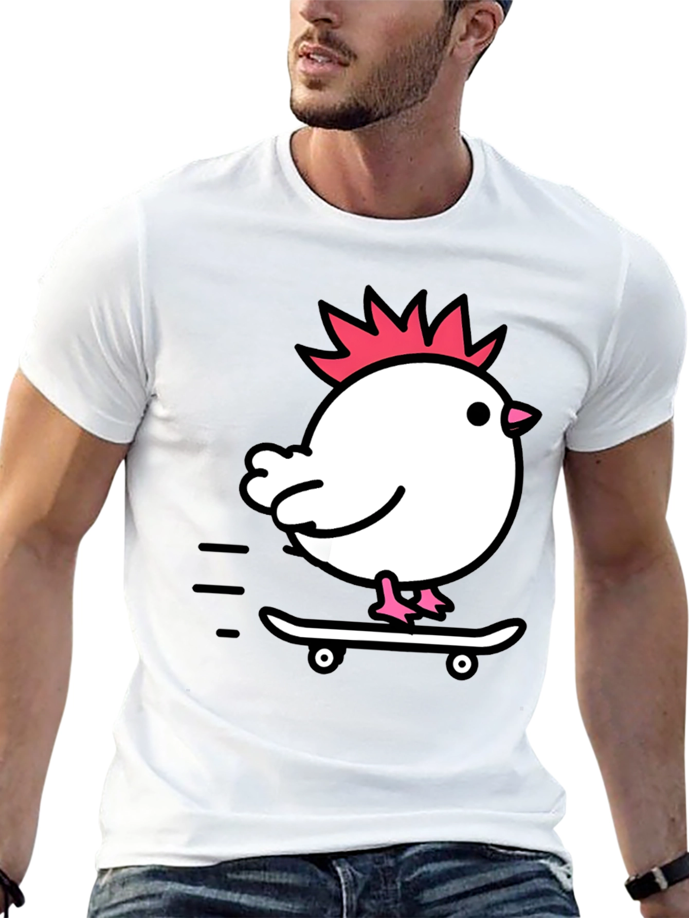 Chicken on Skateboard Graphic Tee