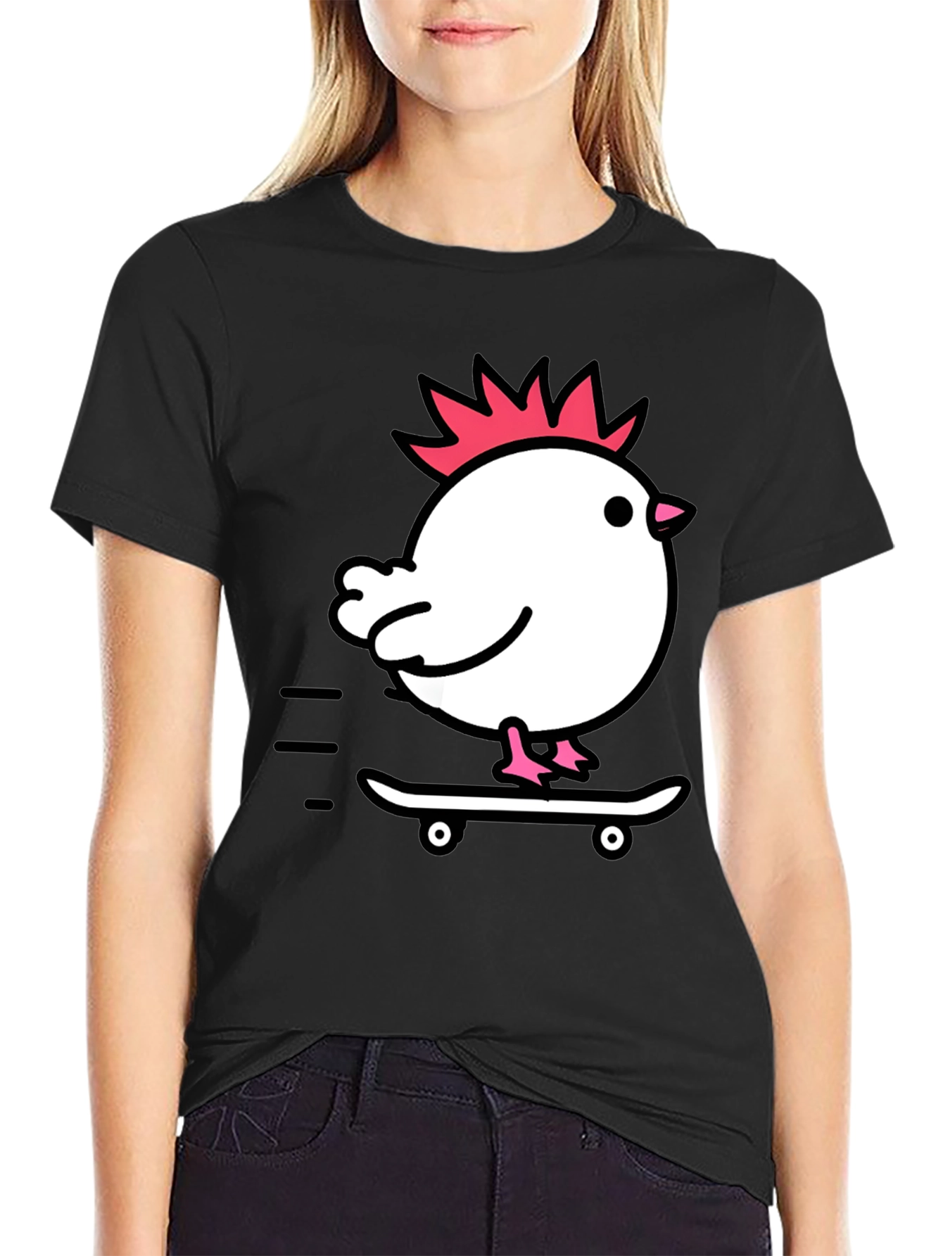 Chicken on Skateboard Graphic Tee