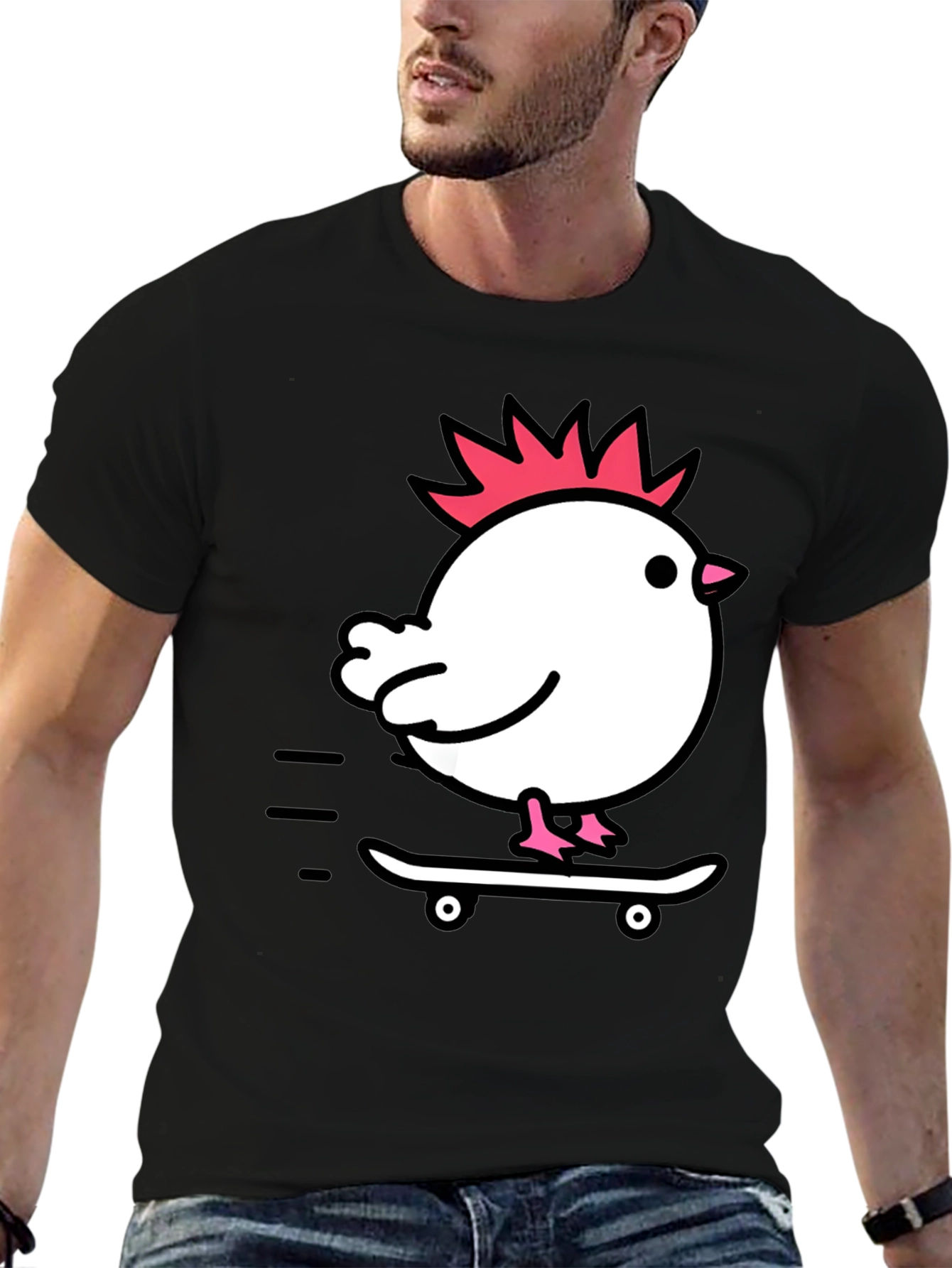 Chicken on Skateboard Graphic Tee