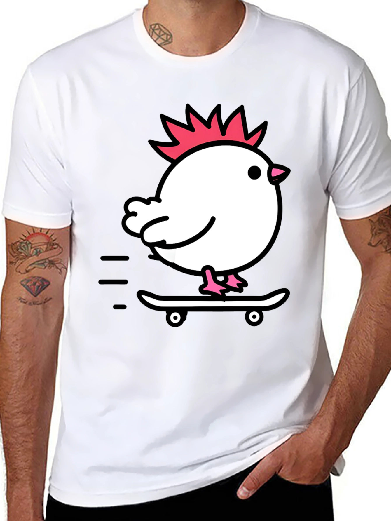 Chicken on Skateboard Graphic Tee