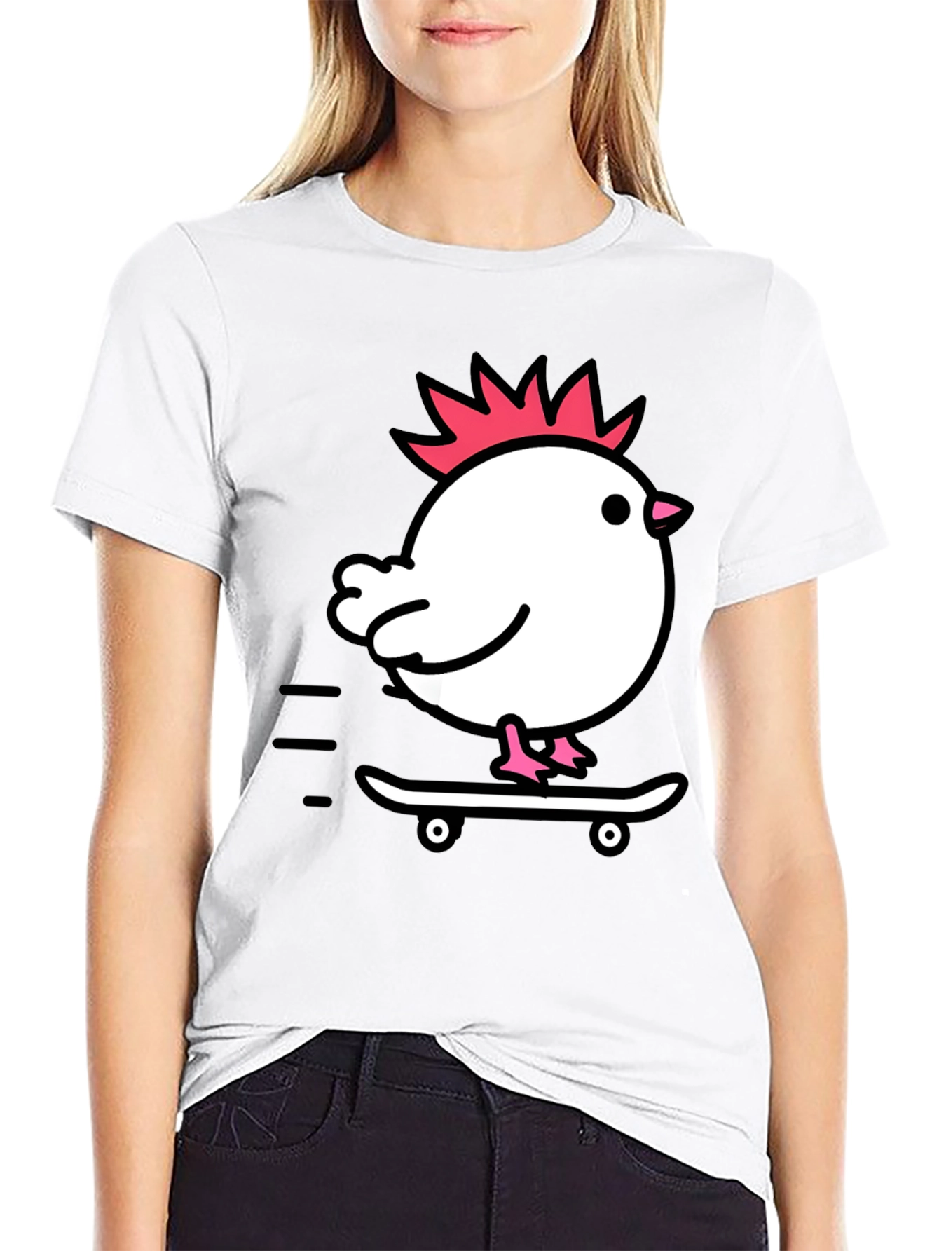 Chicken on Skateboard Graphic Tee