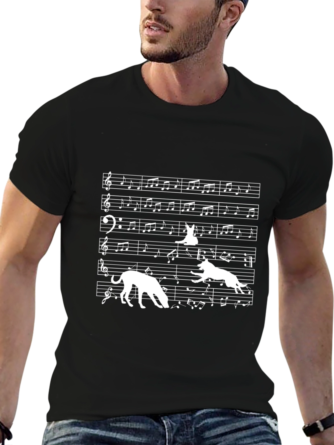 Musical Dog T-Shirt - Black