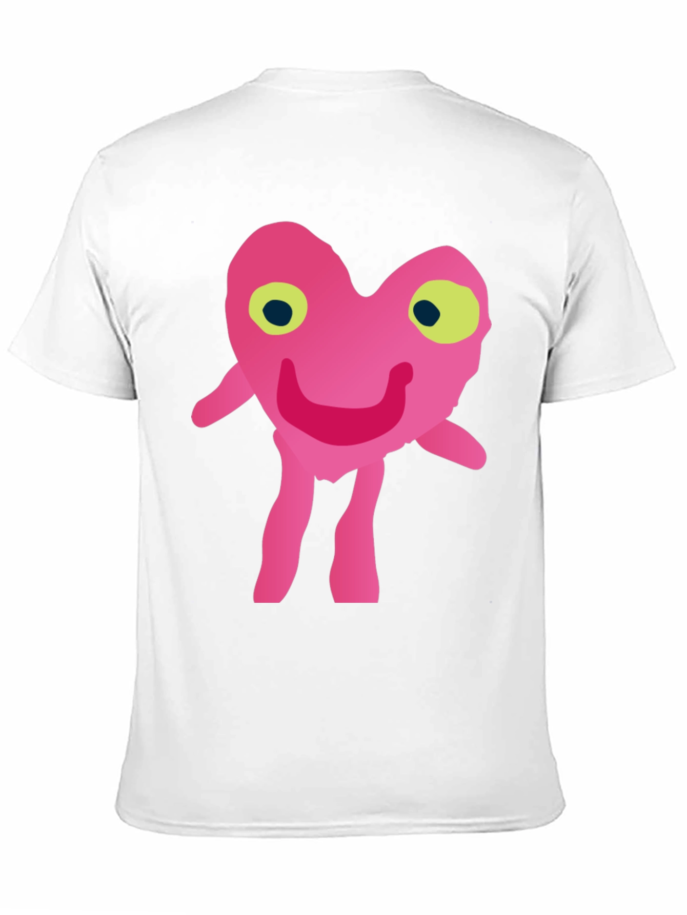 Funny Pink Heart Character Graphic T-Shirt