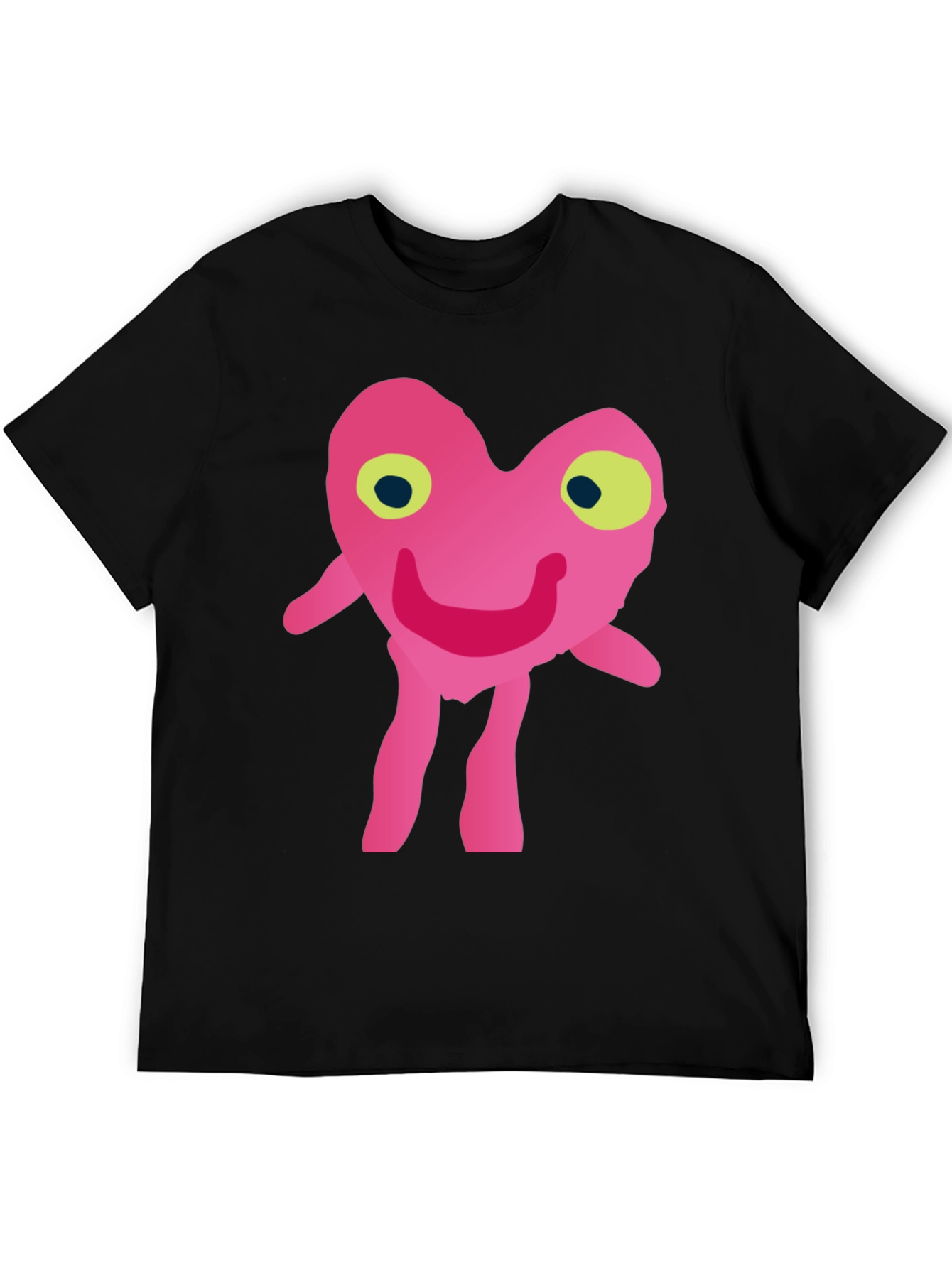 Funny Pink Heart Character Graphic T-Shirt
