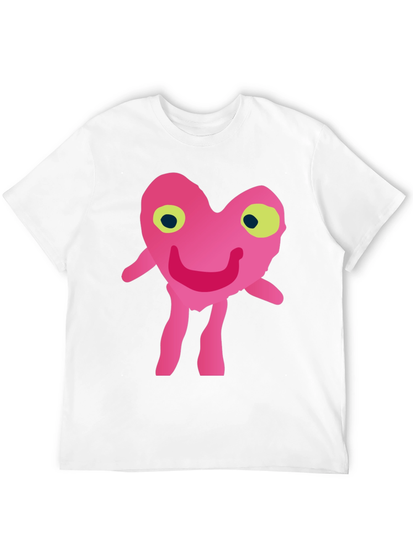 Funny Pink Heart Character Graphic T-Shirt