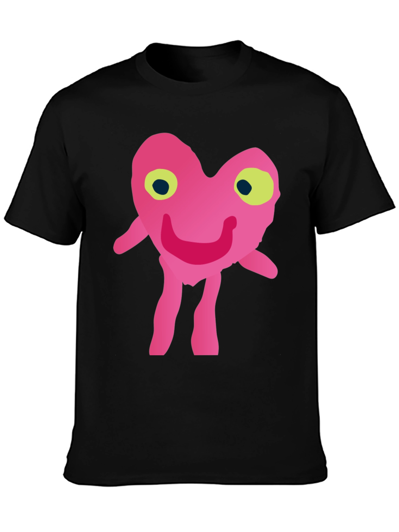 Funny Pink Heart Character Graphic T-Shirt